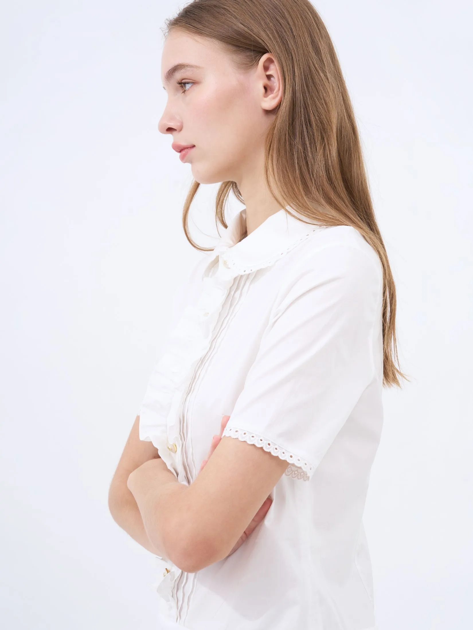 KLOSET (SS25) Women Collared Button-Front Dress White KLOSET (SS25) Women Collared Button-Front Dress White