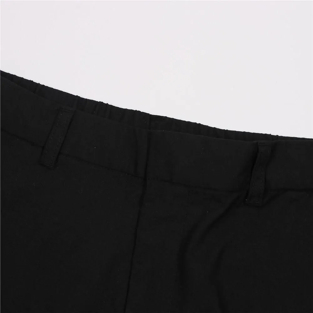 GIORDANO Black Women's High-waist Regular Tapered Fit Elastic Waist Khakis Pants 05413004 GIORDANO Black Women's High-waist Regular Tapered Fit Elastic Waist Khakis Pants 05413004