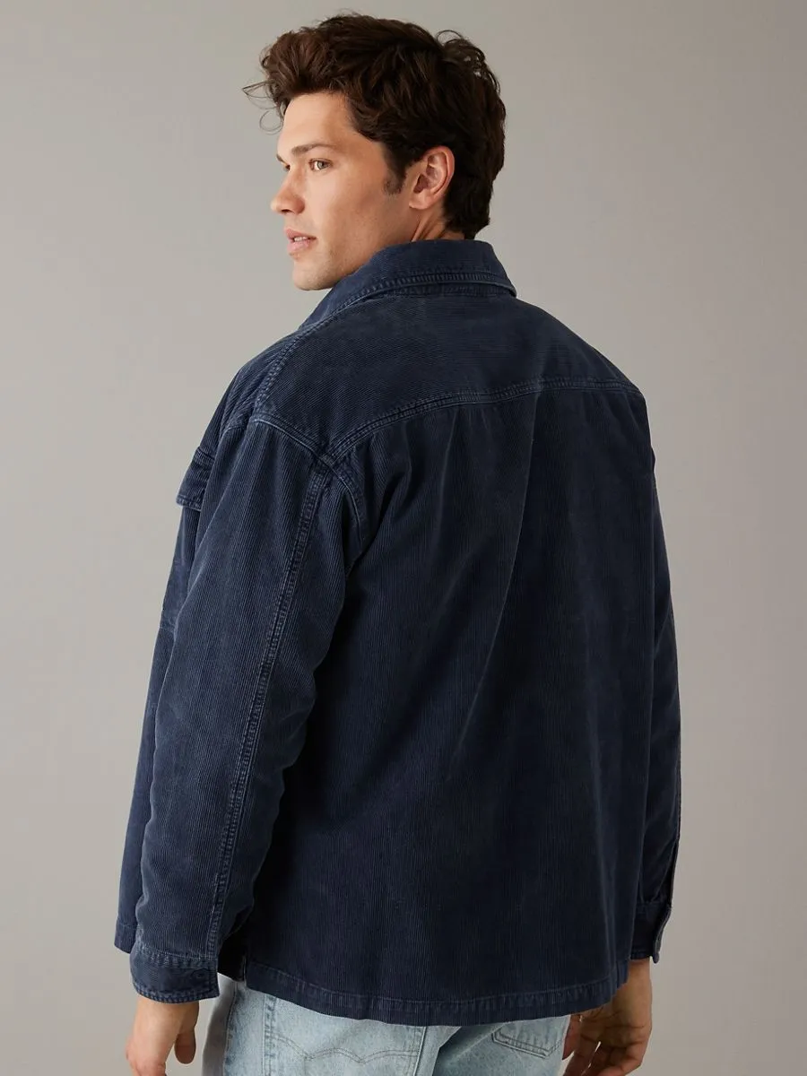 American Eagle MEN SHIPMATE BLUE GARMENT DYED CORDUROY OVERSHIRT 419 WATERFALL SPLASH American Eagle MEN SHIPMATE BLUE GARMENT DYED CORDUROY OVERSHIRT 419 WATERFALL SPLASH
