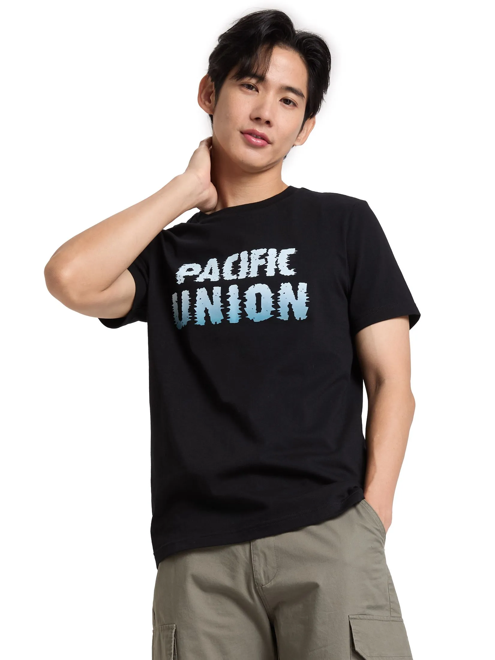 PACIFIC UNION Men T-Shirt Short Sleeves Logo Printed PACIFIC UNION Men T-Shirt Short Sleeves Logo Printed