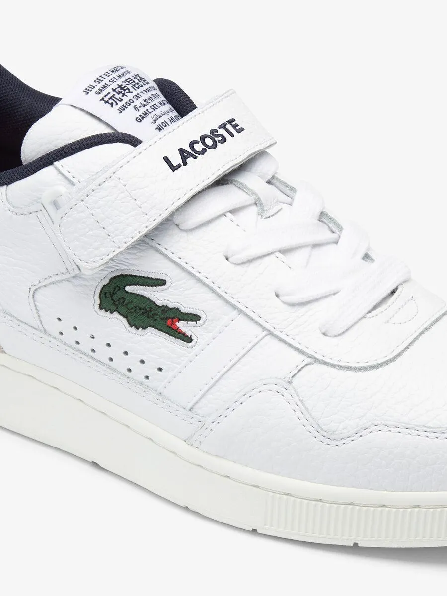 LACOSTE White Women’s T-Clip Velcro Contrasted Collar Leather Trainers LACOSTE White Women’s T-Clip Velcro Contrasted Collar Leather Trainers