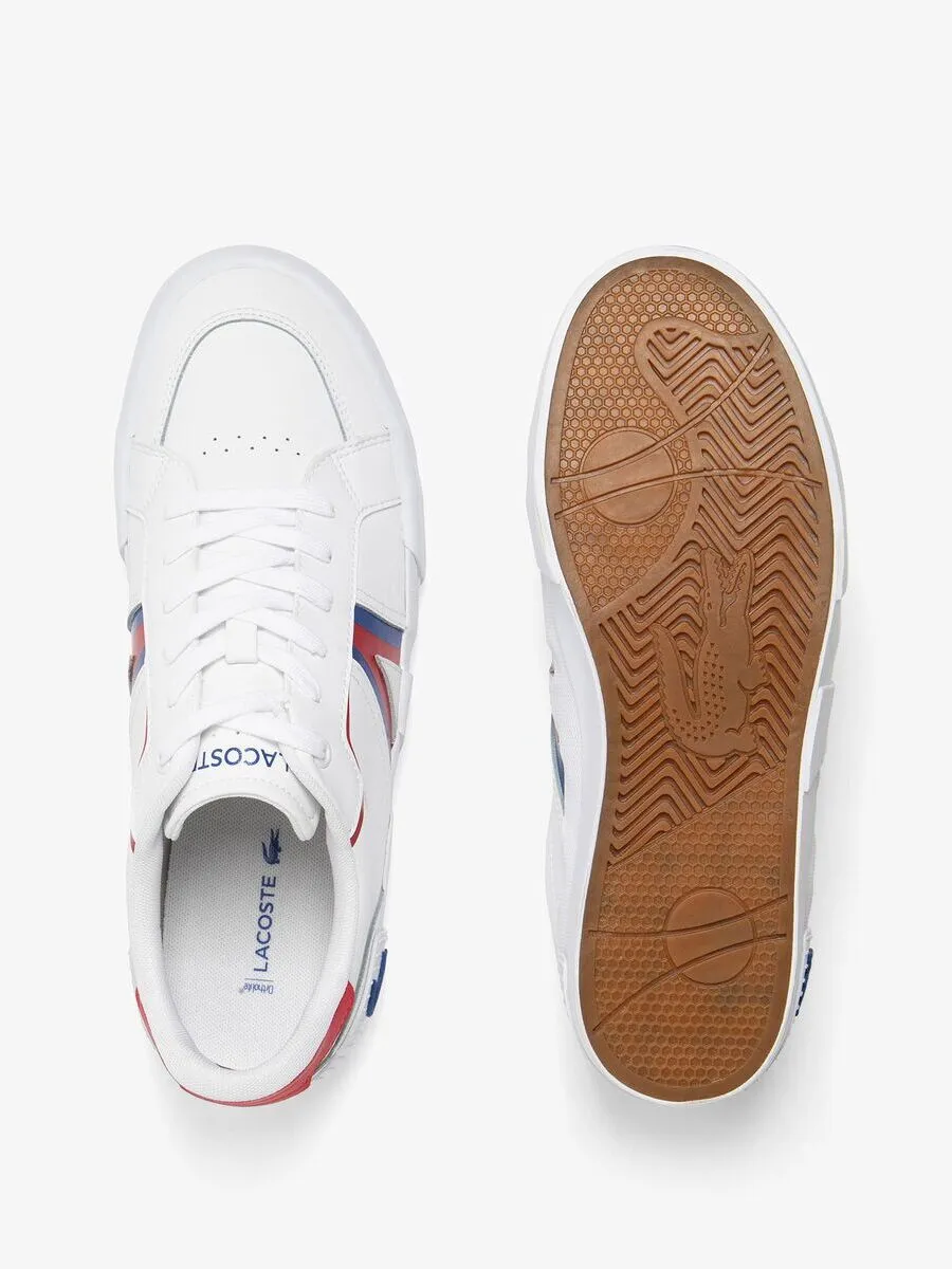 LACOSTE White Men’s L004 Contrasted Leather Trainers LACOSTE White Men’s L004 Contrasted Leather Trainers