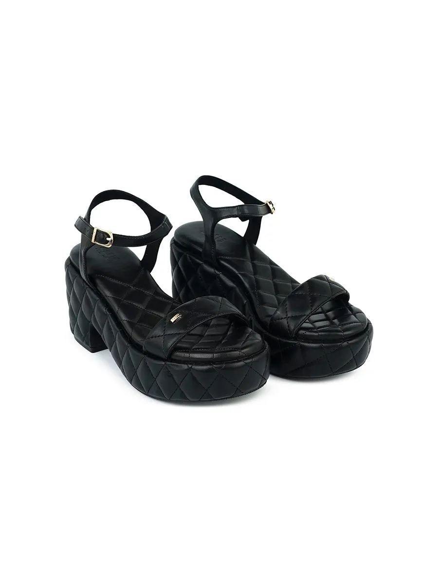 SHU WOMEN  PALETTE SOFT 3" QUILT STRAP WEDGES - BLACK SHU WOMEN  PALETTE SOFT 3" QUILT STRAP WEDGES - BLACK