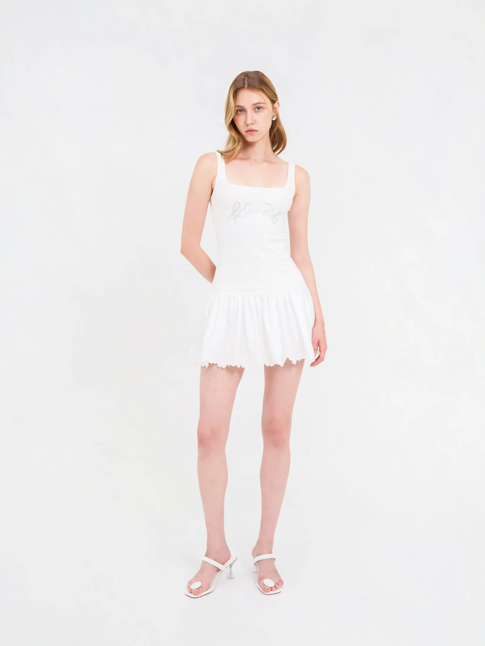 KLOSET (SS25) Women Kloset Flared-Hem Dress White KLOSET (SS25) Women Kloset Flared-Hem Dress White
