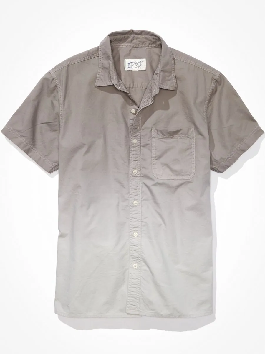 American Eagle MEN SS OXFORD STEEL GREY DIP DYE 007 LIGHT FADED GRAY American Eagle MEN SS OXFORD STEEL GREY DIP DYE 007 LIGHT FADED GRAY