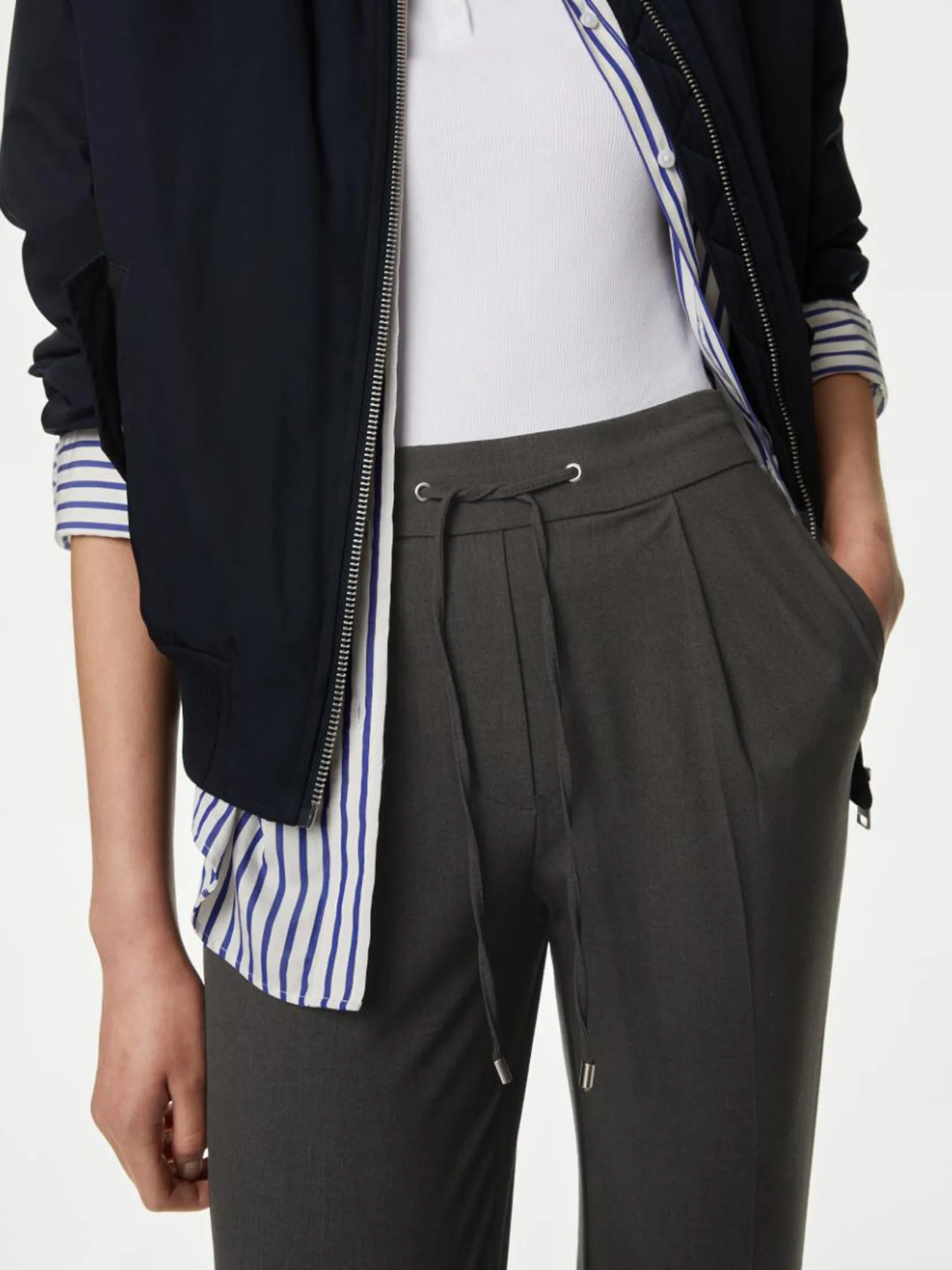 MARKS & SPENCER Women Trousers Drawstring Tapered Ankle Grazer MARKS & SPENCER Women Trousers Drawstring Tapered Ankle Grazer