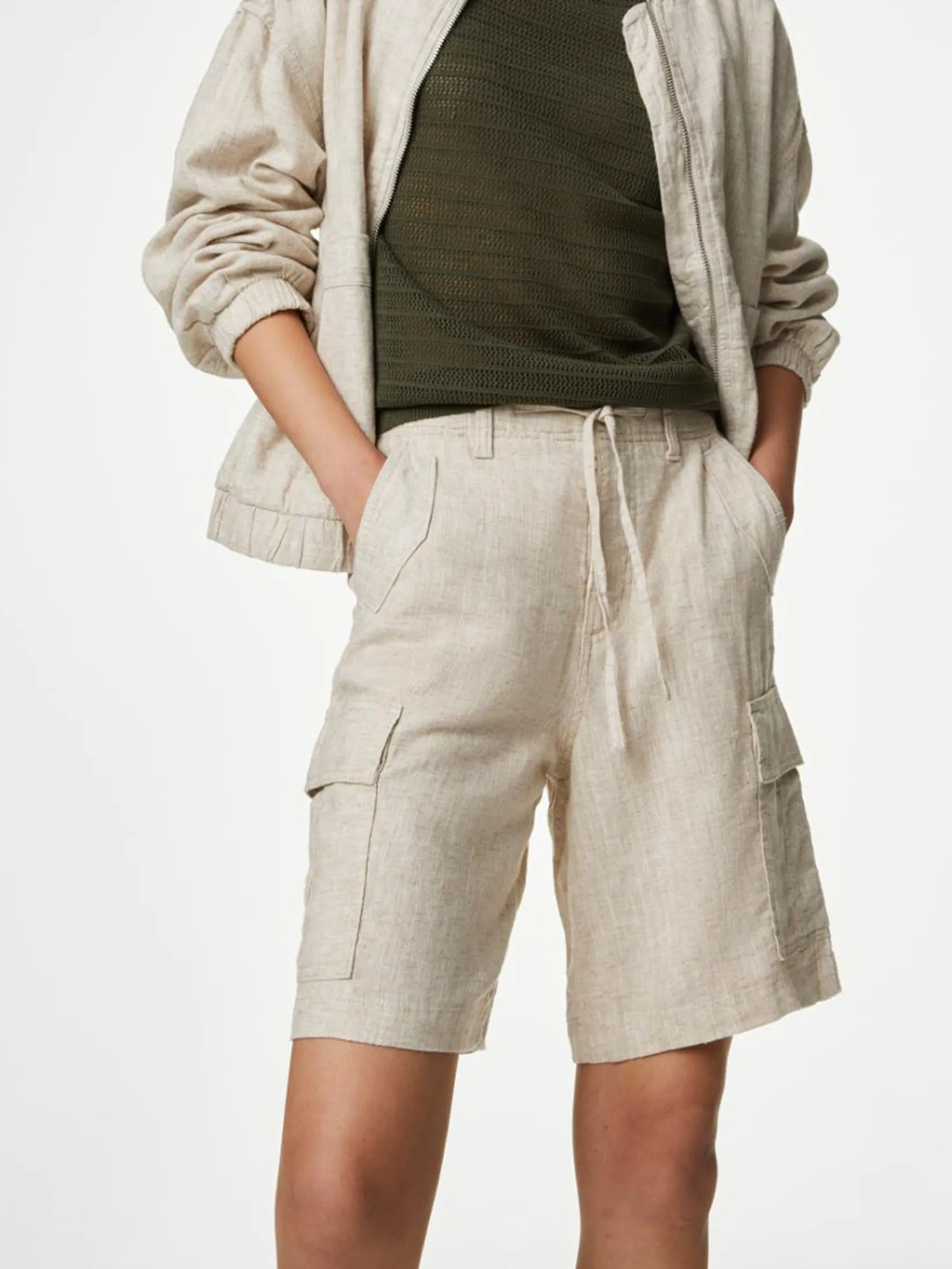 MARKS & SPENCER Women Cargo Utility Shorts Linen Rich MARKS & SPENCER Women Cargo Utility Shorts Linen Rich