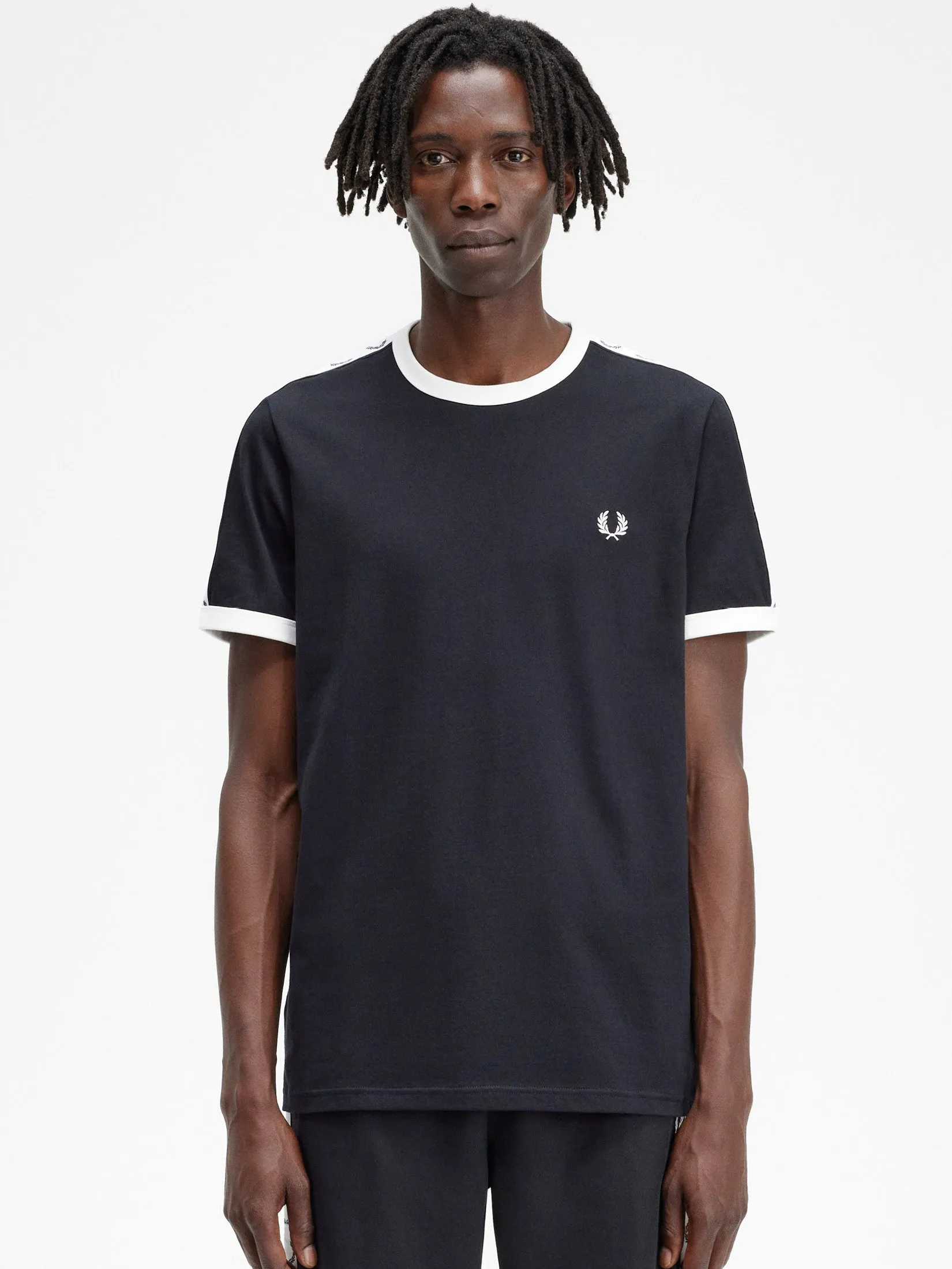 Fred Perry Men TAPED RINGER T-SHIRT Black Fred Perry Men TAPED RINGER T-SHIRT Black