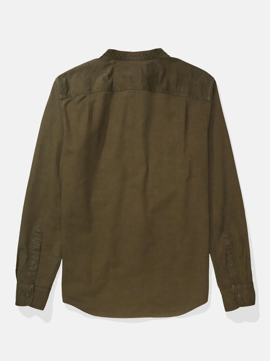 American Eagle MEN  CF BAND COLLAR HENDRIX TWILL SHIRT 300 GREEN American Eagle MEN  CF BAND COLLAR HENDRIX TWILL SHIRT 300 GREEN