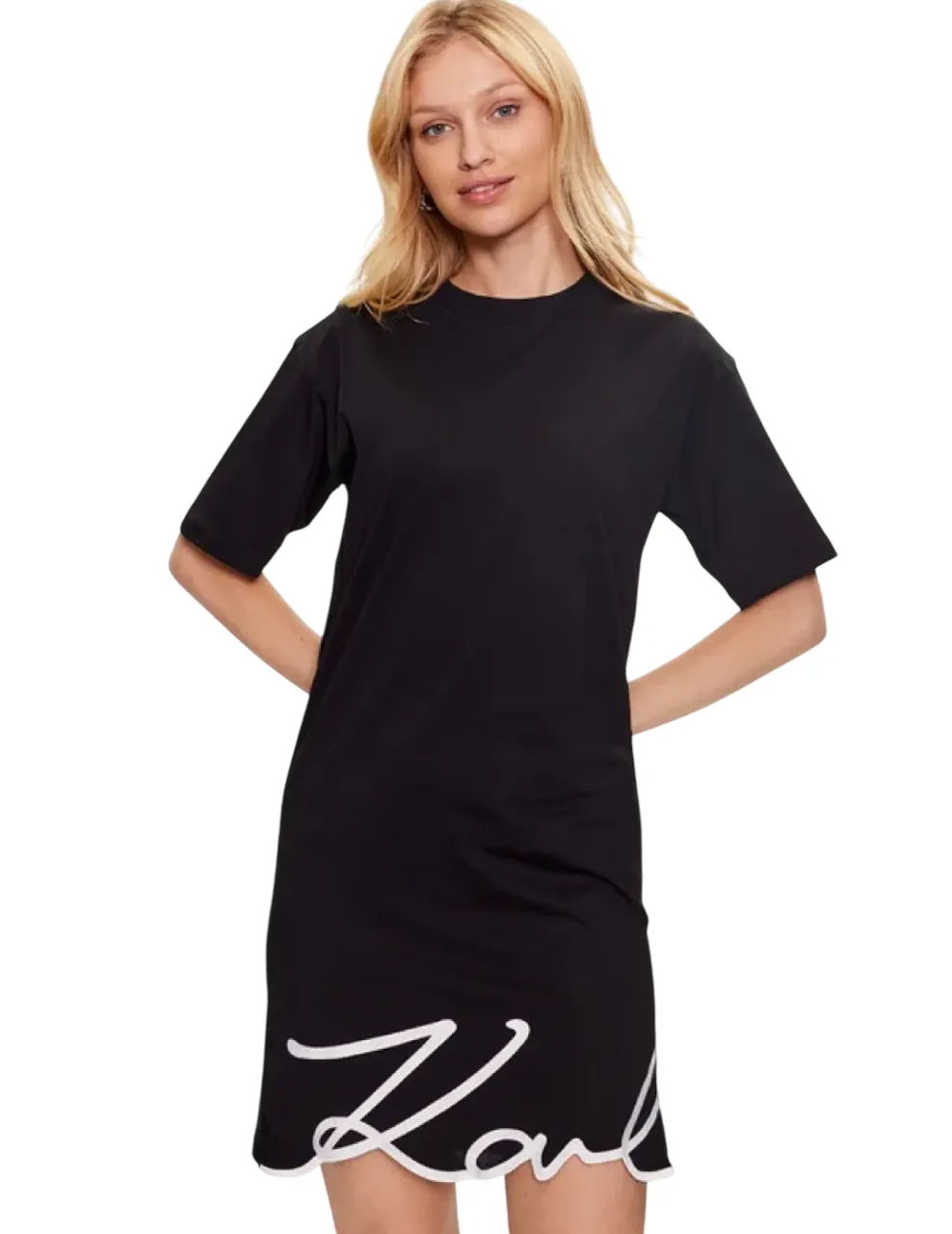 KARL LAGERFELD KARL SIGNATURE HEM WOMEN DRESS BLACK KARL LAGERFELD KARL SIGNATURE HEM WOMEN DRESS BLACK