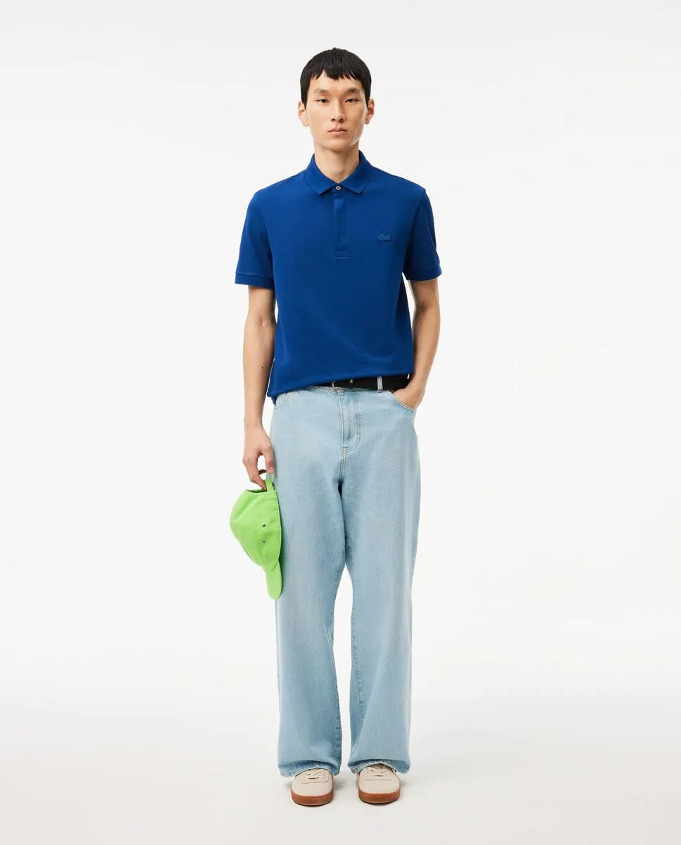 LACOSTE Regular Fit Paris Stretch Piqu  Polo Shirt Blue LACOSTE Regular Fit Paris Stretch Piqu  Polo Shirt Blue