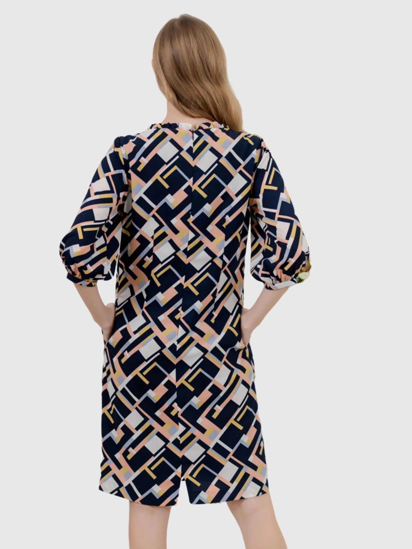 VERONIQA Women Dress Peach Skin Navy Blue VERONIQA Women Dress Peach Skin Navy Blue