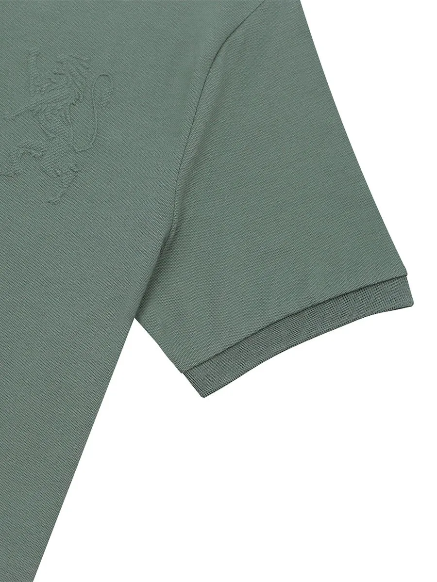 GIORDANO Men's Lycra Pique Embroidery Polo (3D Lion)  Laurel wreath green GIORDANO Men's Lycra Pique Embroidery Polo (3D Lion)  Laurel wreath green
