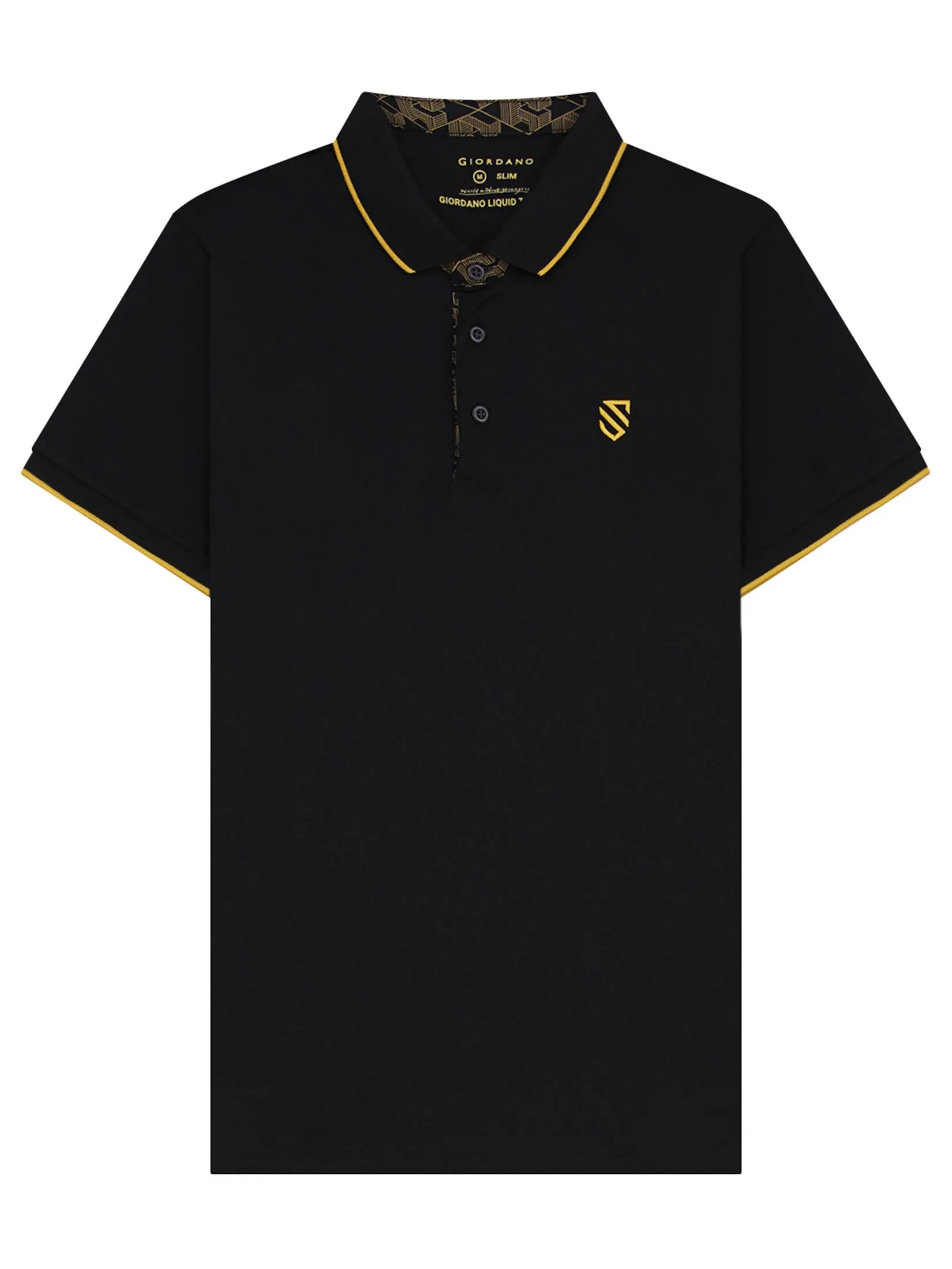 GIORDANO Men's Slim Liquid Touch Embroidery Polo (Supremacy) Black GIORDANO Men's Slim Liquid Touch Embroidery Polo (Supremacy) Black