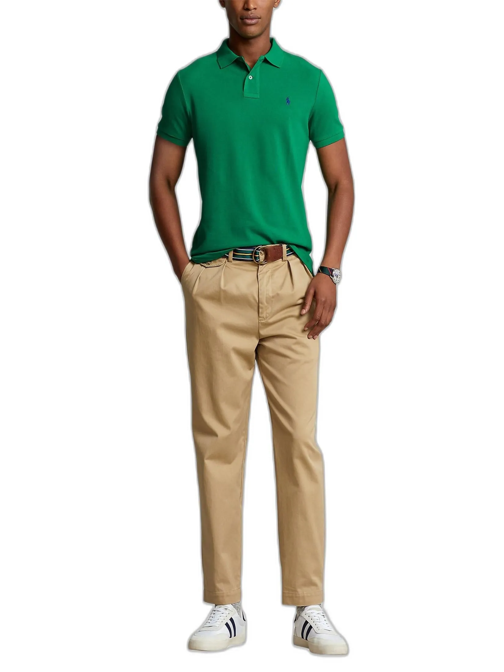POLO RALPH LAUREN POLO-Custom Slim Fit Mesh Polo Shirt MNPOKNI1N820494 300 GREEN POLO RALPH LAUREN POLO-Custom Slim Fit Mesh Polo Shirt MNPOKNI1N820494 300 GREEN
