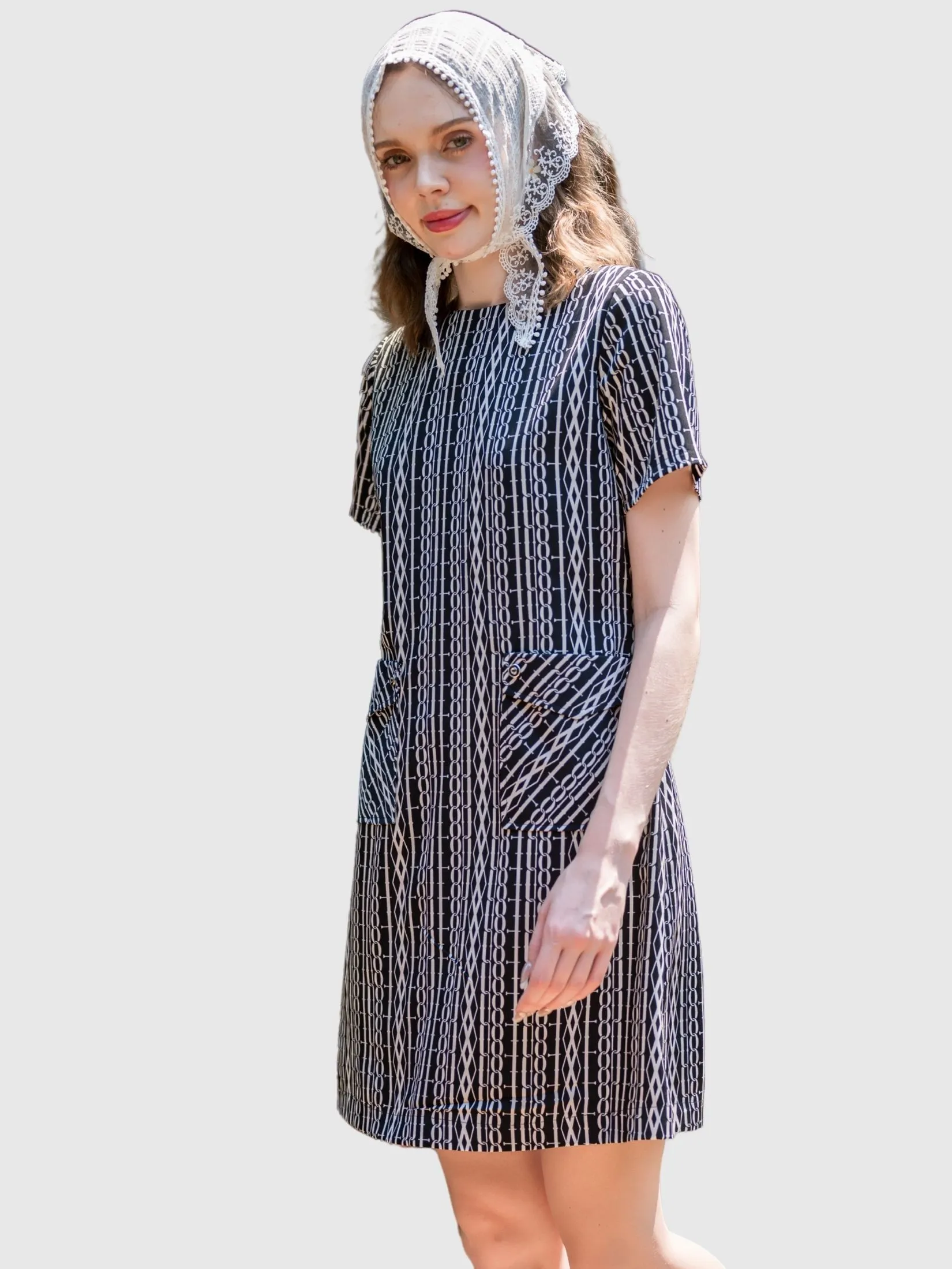 AMILA Women Dress Short Sleeves Peach Skin Black AMILA Women Dress Short Sleeves Peach Skin Black