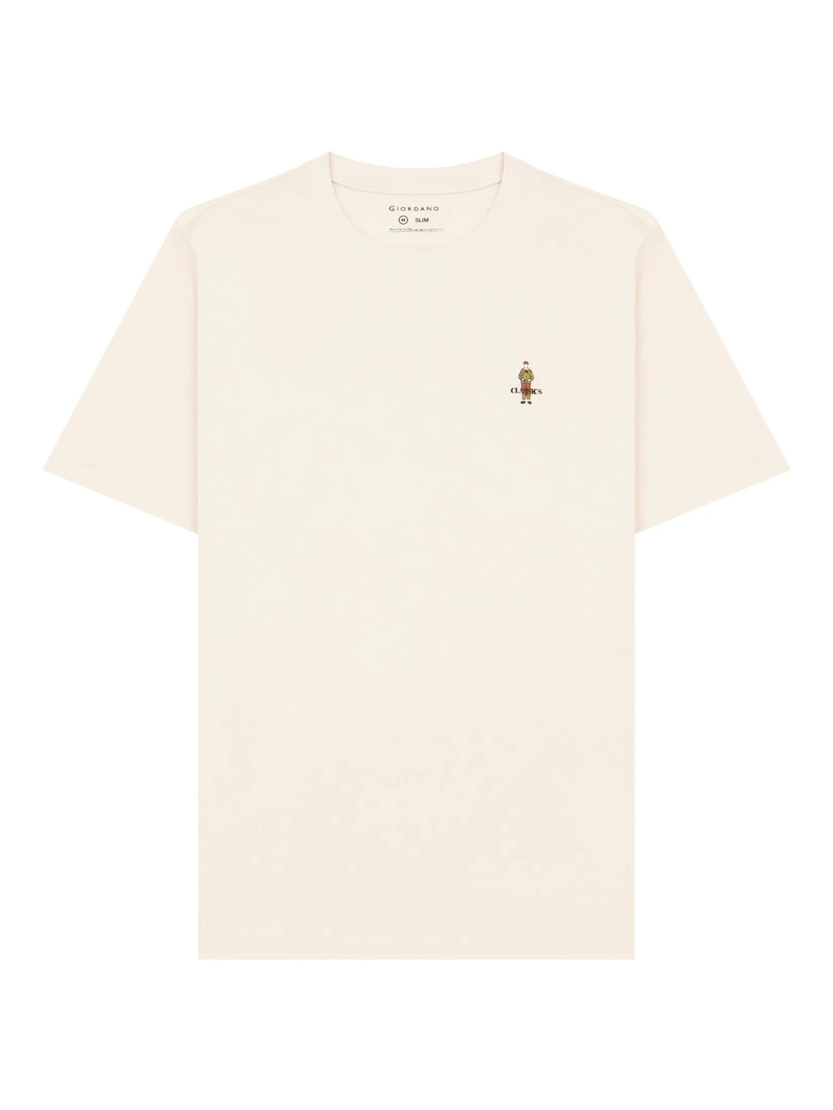GIORDANO Men's Slim Jersey Embroidery Tee (Classic Man) Whitecap grey Yellow GIORDANO Men's Slim Jersey Embroidery Tee (Classic Man) Whitecap grey Yellow