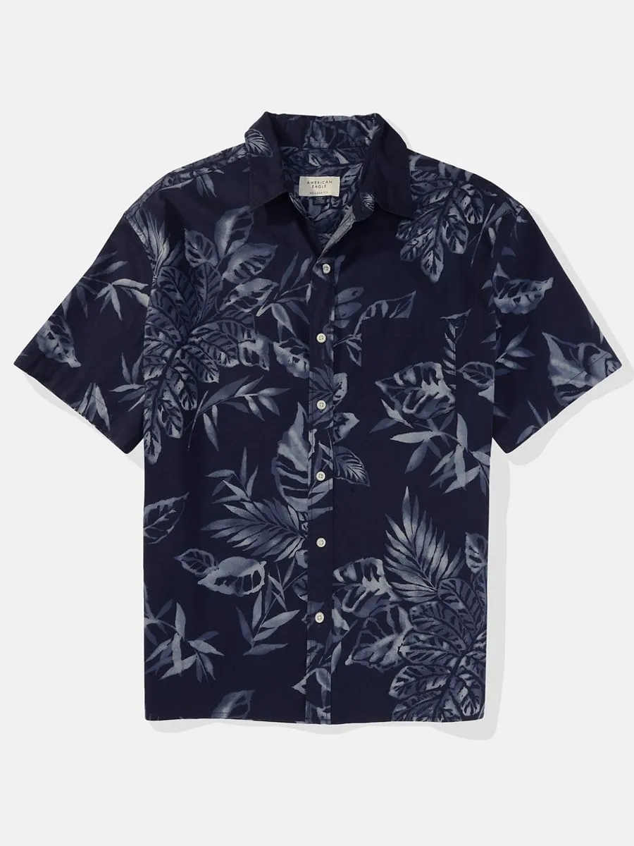 American Eagle MEN SCOTT FLORAL SS OVERSIZED CSC 32S POPLIN BLEACH WASH 410 NAVY American Eagle MEN SCOTT FLORAL SS OVERSIZED CSC 32S POPLIN BLEACH WASH 410 NAVY