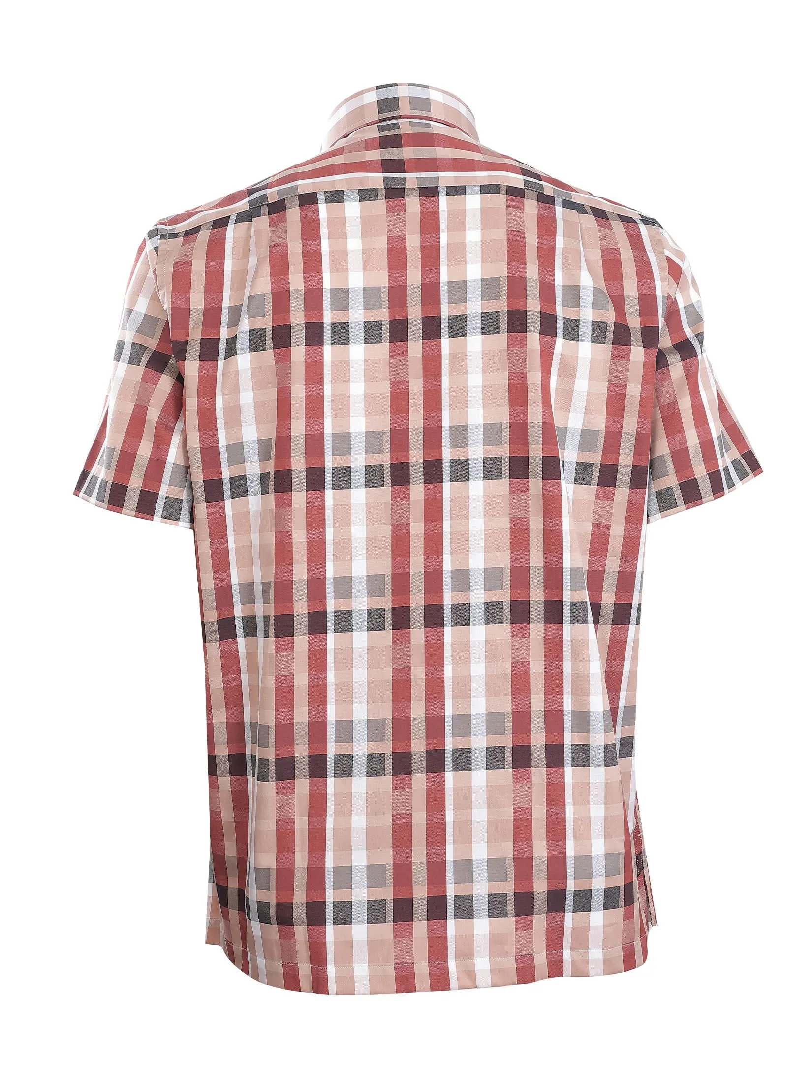 DAKS Men Short Sleeve Shirt Regular Fit Brown DAKS Men Short Sleeve Shirt Regular Fit Brown