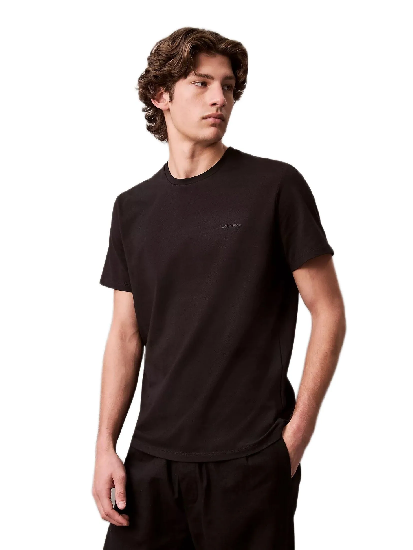 CALVIN KLEIN Men's Tech Pique T-Shirt Black CALVIN KLEIN Men's Tech Pique T-Shirt Black