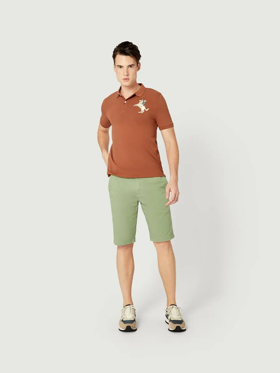 GIORDANO Men's Pique Slim Fit Embroidery Napoleon Polo Coconut Shell Brown GIORDANO Men's Pique Slim Fit Embroidery Napoleon Polo Coconut Shell Brown