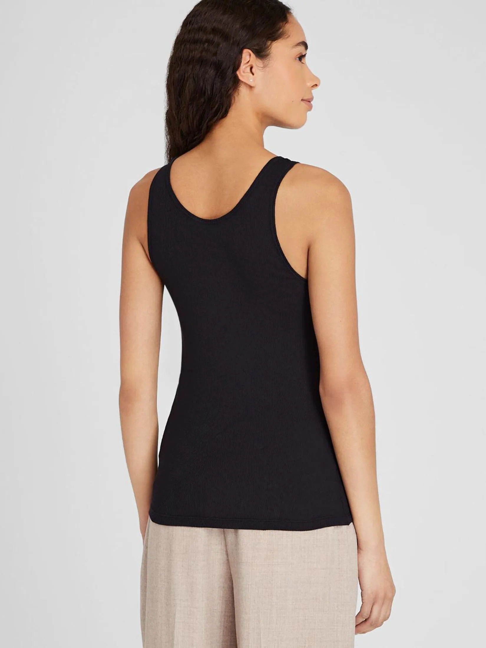 CLUB MONACO Women Tank Ribbed Cotton Scoop CLUB MONACO Women Tank Ribbed Cotton Scoop