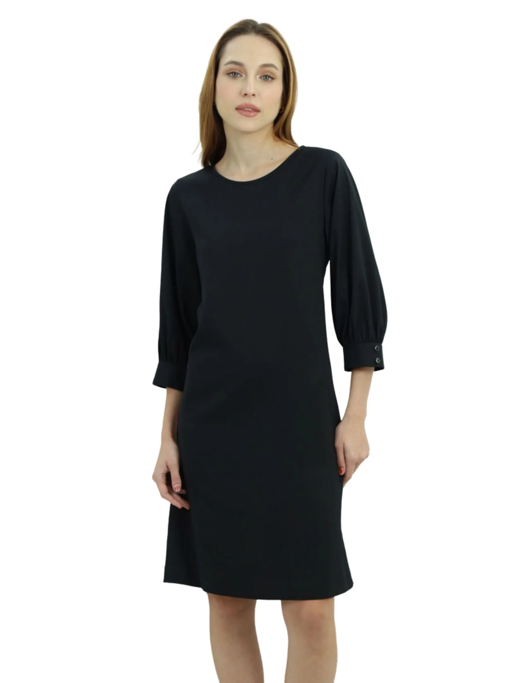 VERONIQA Women Dress Long Sleeves Dobby Black VERONIQA Women Dress Long Sleeves Dobby Black
