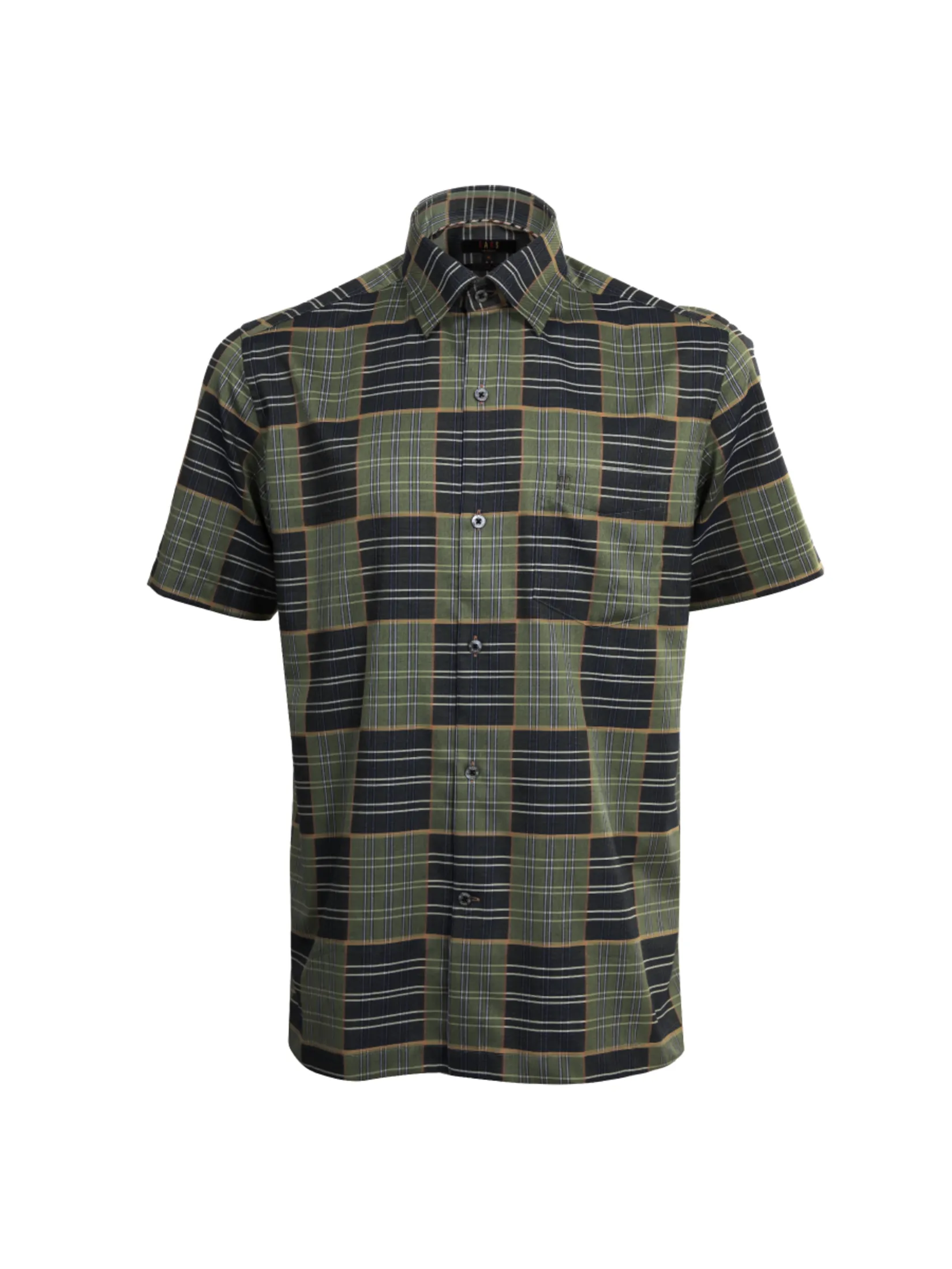 DAKS Men Short Sleeve Shirt Regular Fit Green DAKS Men Short Sleeve Shirt Regular Fit Green