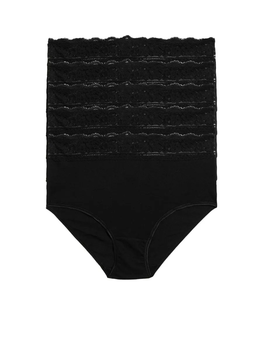 MARKS & SPENCER Women Full Briefs Cotton Lycra & Lace Pack 5 pcs MARKS & SPENCER Women Full Briefs Cotton Lycra & Lace Pack 5 pcs
