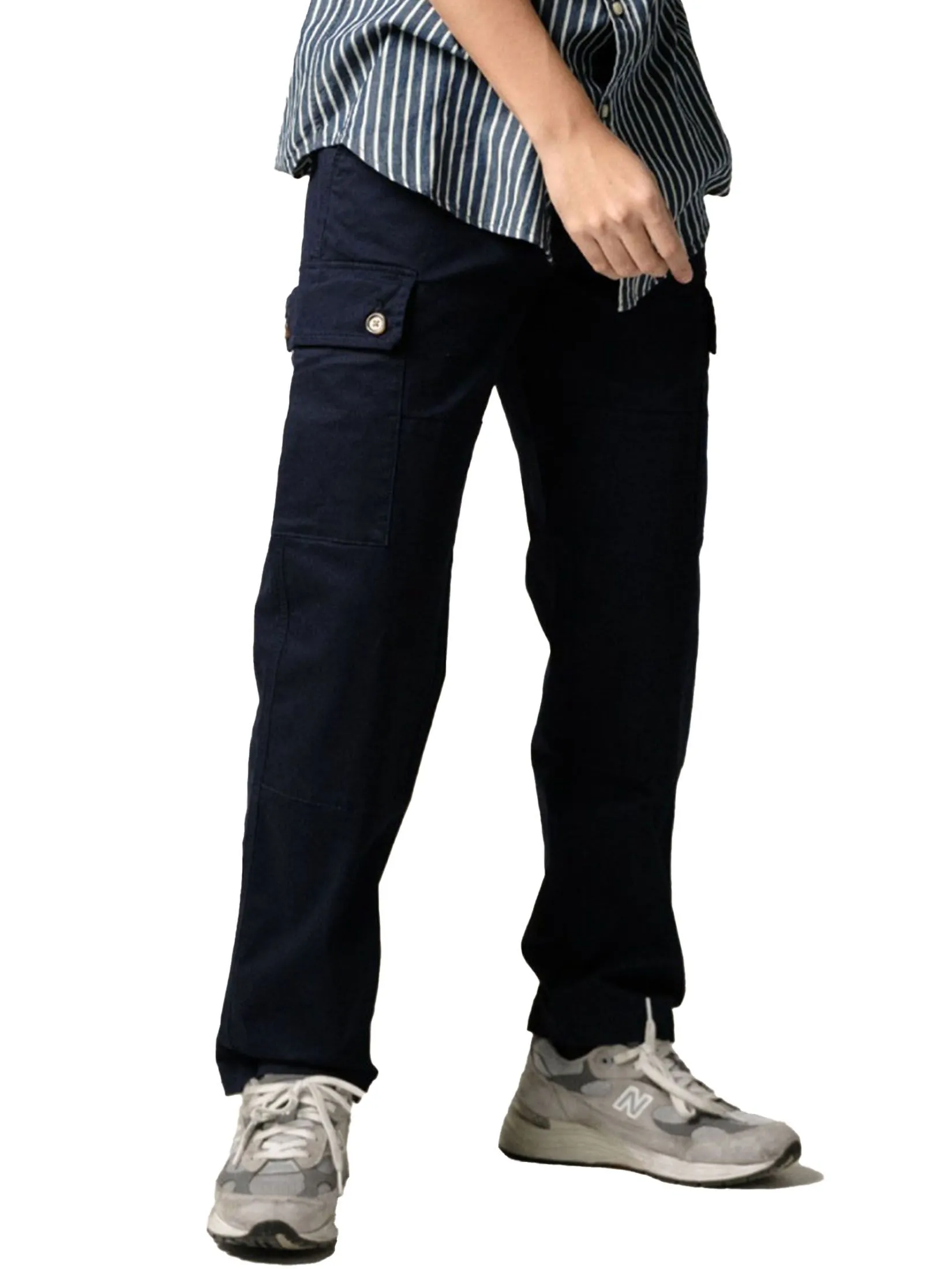 Era-won Men's Cargo trousers straight relaxed fit Navy Blue Era-won Men's Cargo trousers straight relaxed fit Navy Blue