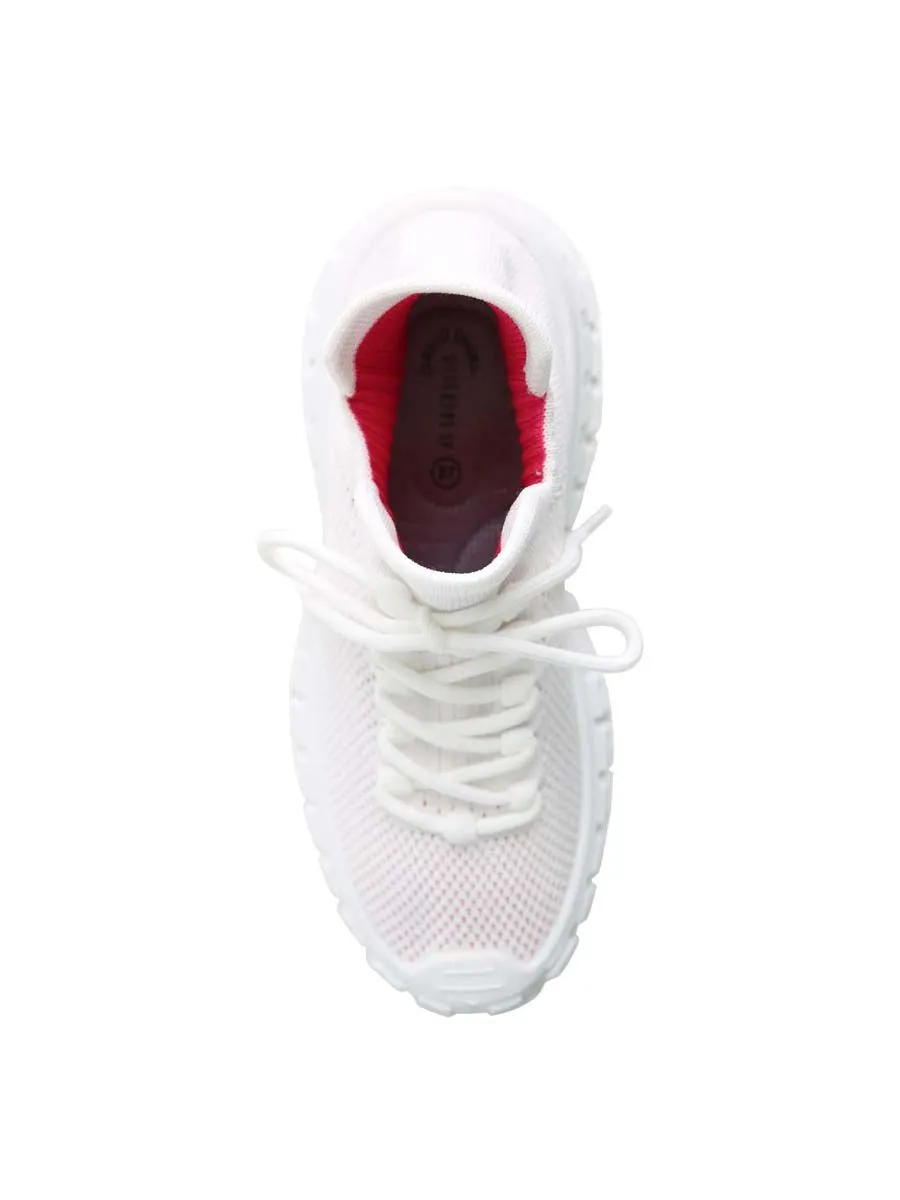 VILLAINS SF ROBOT-2 Women's Platform Comfort Sock Sneakers WHITE FUCSHIA VILLAINS SF ROBOT-2 Women's Platform Comfort Sock Sneakers WHITE FUCSHIA