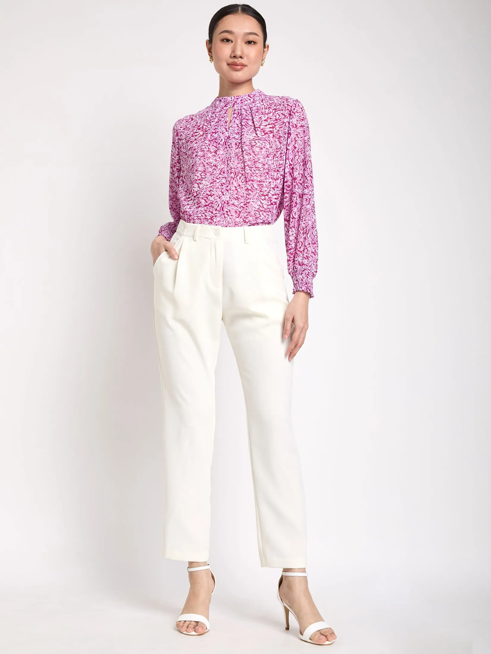 EXPRESSIONS Women Blouse Long Sleeves With Smock Cuff EXPRESSIONS Women Blouse Long Sleeves With Smock Cuff