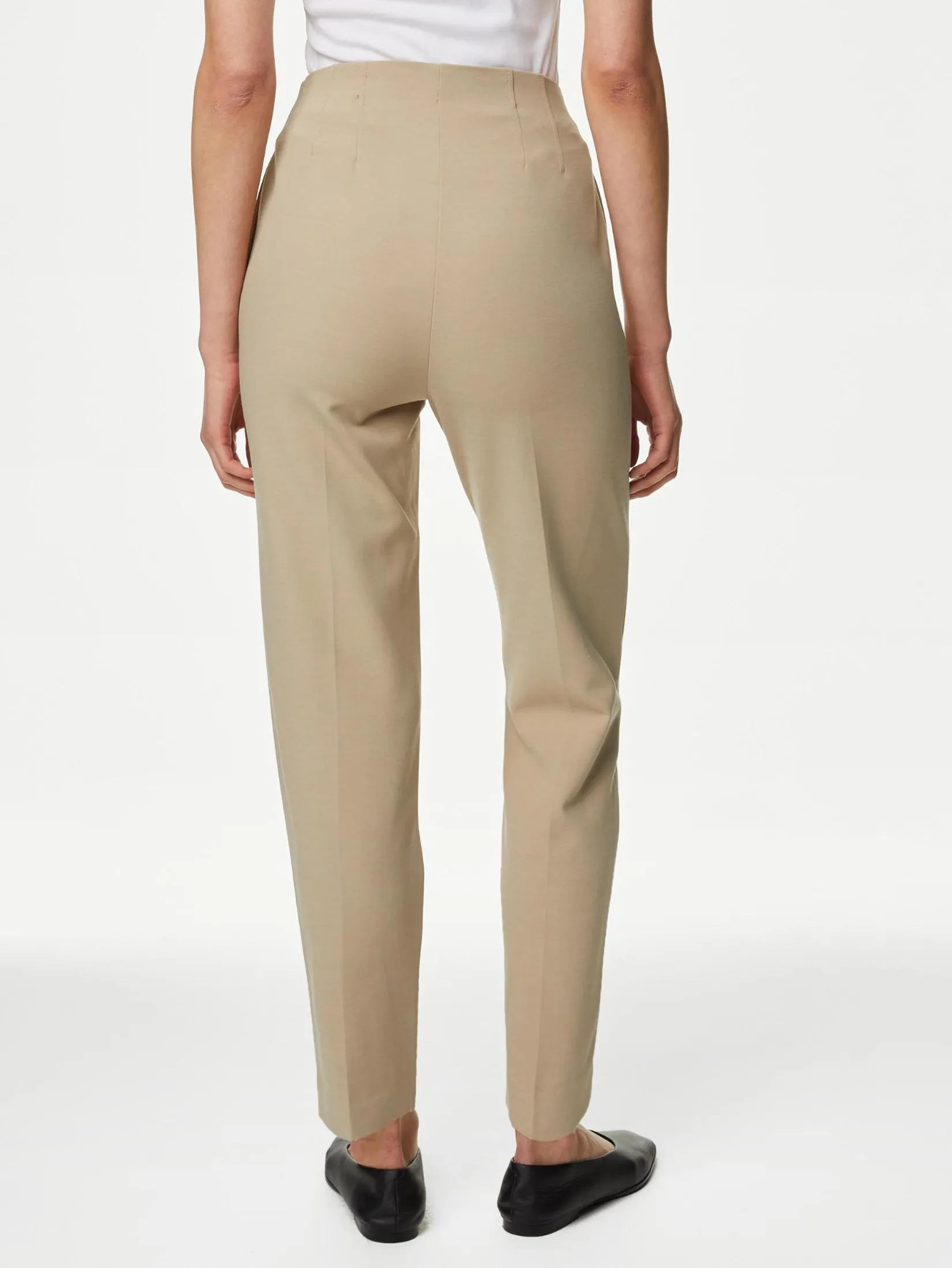 MARKS & SPENCER Women Trousers Tapered Ankle Grazer Natural Beige MARKS & SPENCER Women Trousers Tapered Ankle Grazer Natural Beige