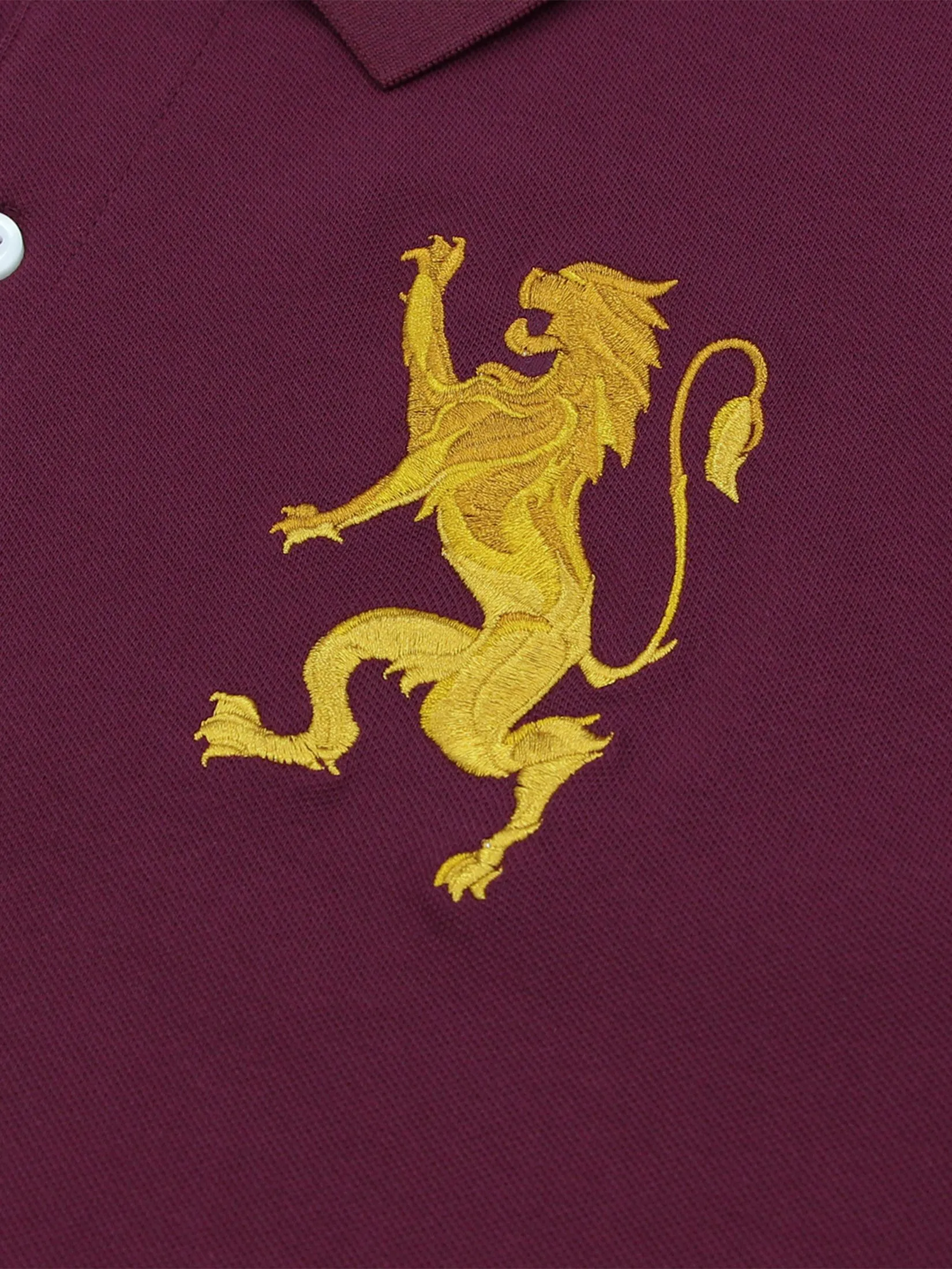 GIORDANO Men's Slim Embroidery Bold Polo (3D Lion) Burgundy Red GIORDANO Men's Slim Embroidery Bold Polo (3D Lion) Burgundy Red