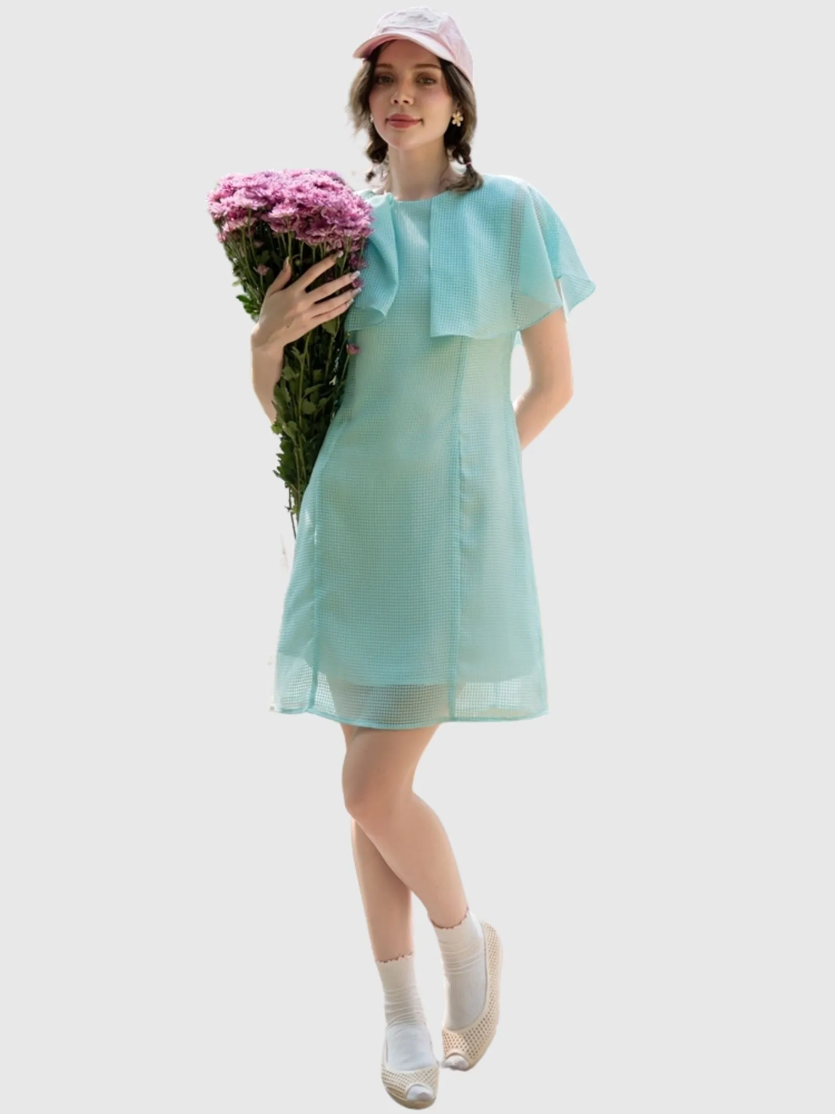 AMILA Women Dress Short Sleeves Bogel Blue AMILA Women Dress Short Sleeves Bogel Blue