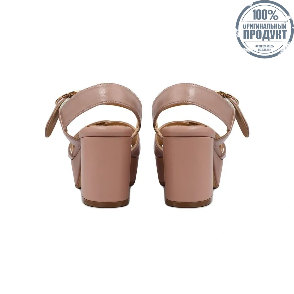 Sirena Pink Leather Sandals Open Toe Blocked Heel 2.7 inch Anna Sirena Pink Leather Sandals Open Toe Blocked Heel 2.7 inch Anna