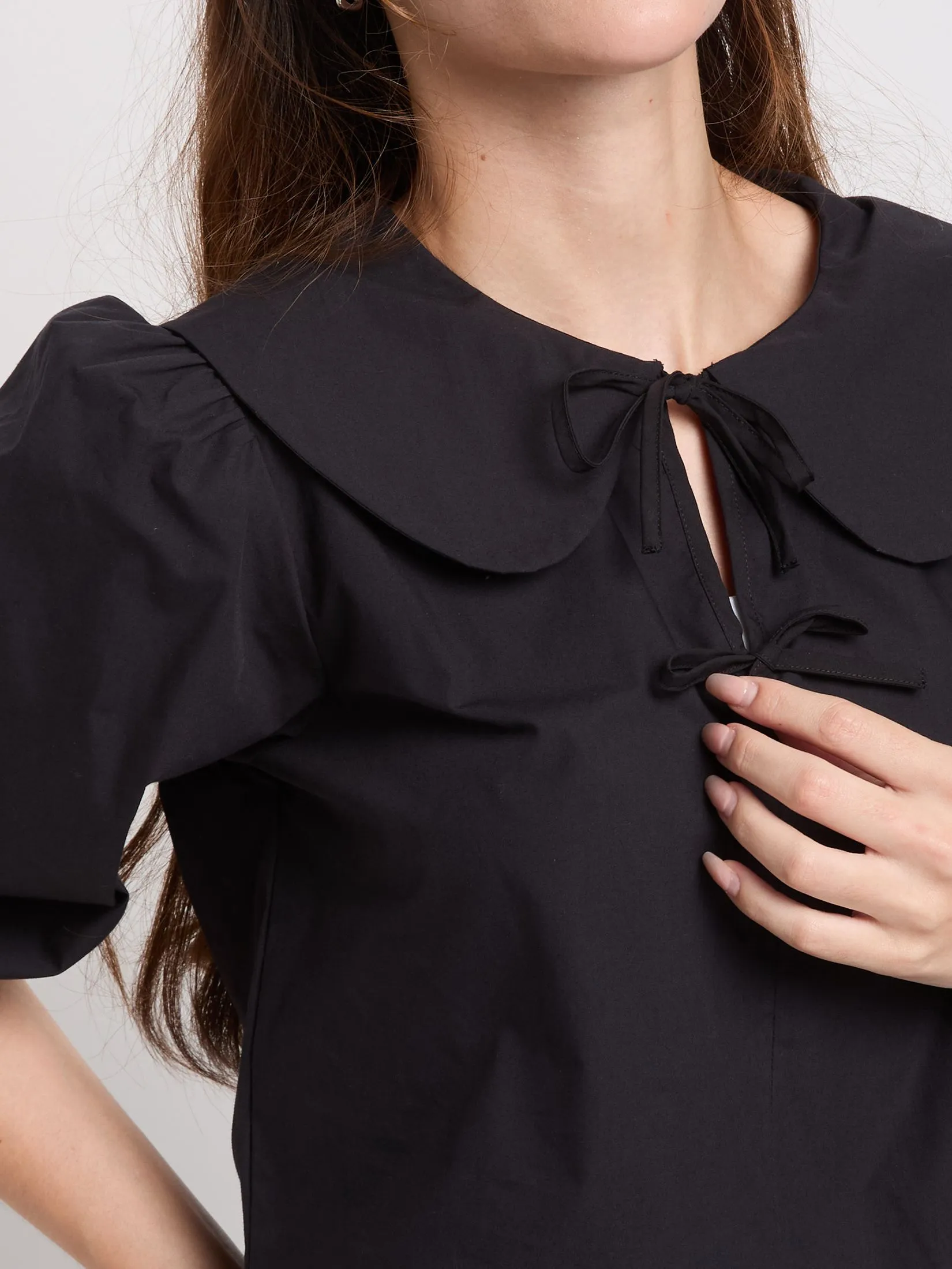 FOF Women Blouse Puff Sleeved Tie Detail FOF Women Blouse Puff Sleeved Tie Detail