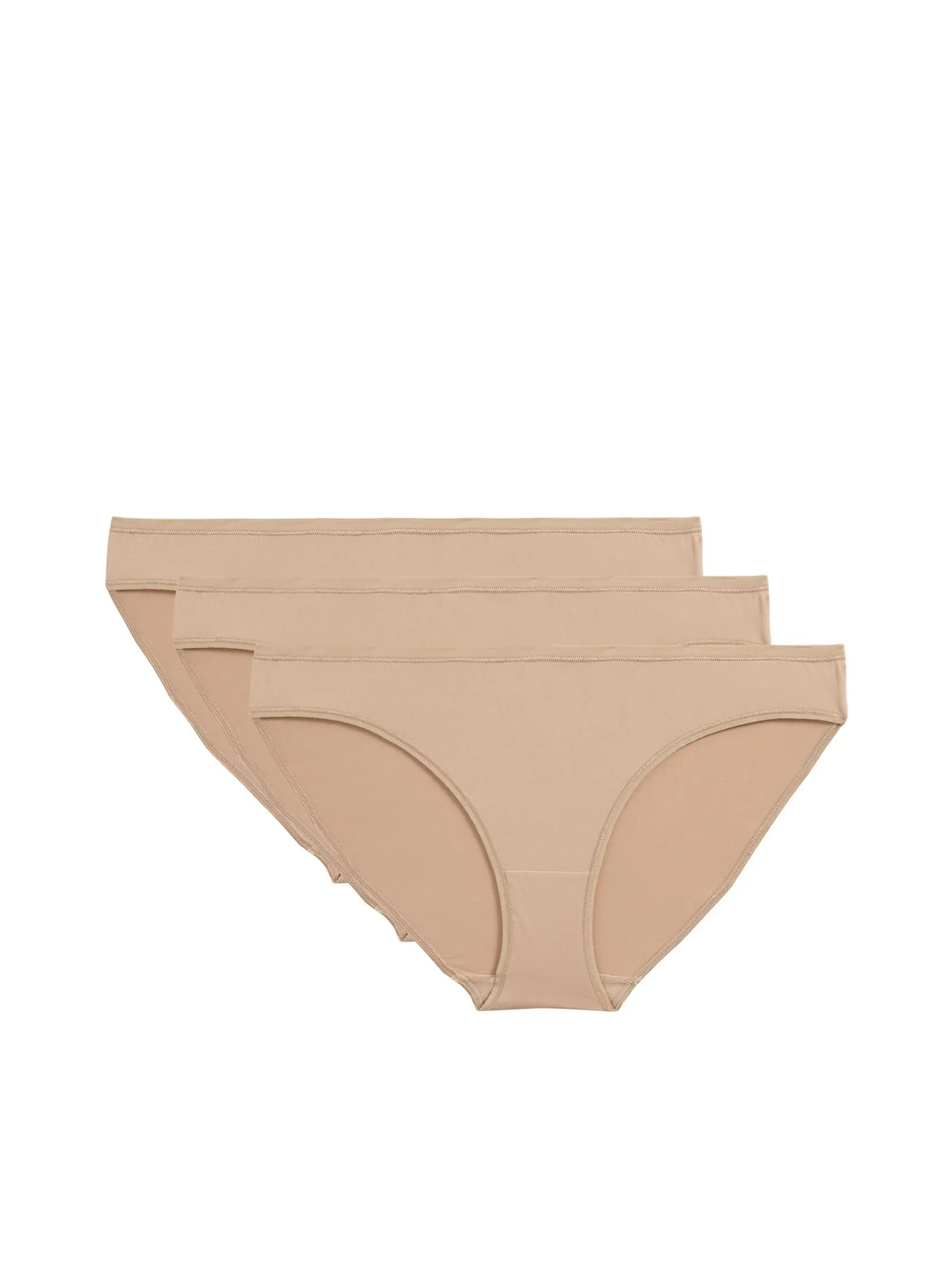 MARKS & SPENCER Women Knickers Low Rise Bikini No VPL Microfibre 5Pk Beige MARKS & SPENCER Women Knickers Low Rise Bikini No VPL Microfibre 5Pk Beige