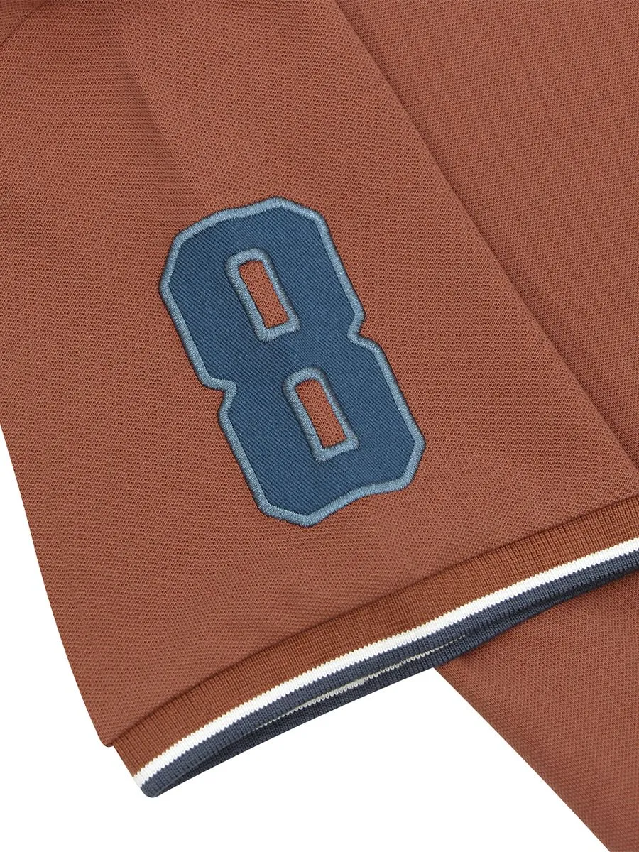 GIORDANO Men's Lycra Pique Embroidery Polo (3D Lion)  Coconut Shell brown GIORDANO Men's Lycra Pique Embroidery Polo (3D Lion)  Coconut Shell brown