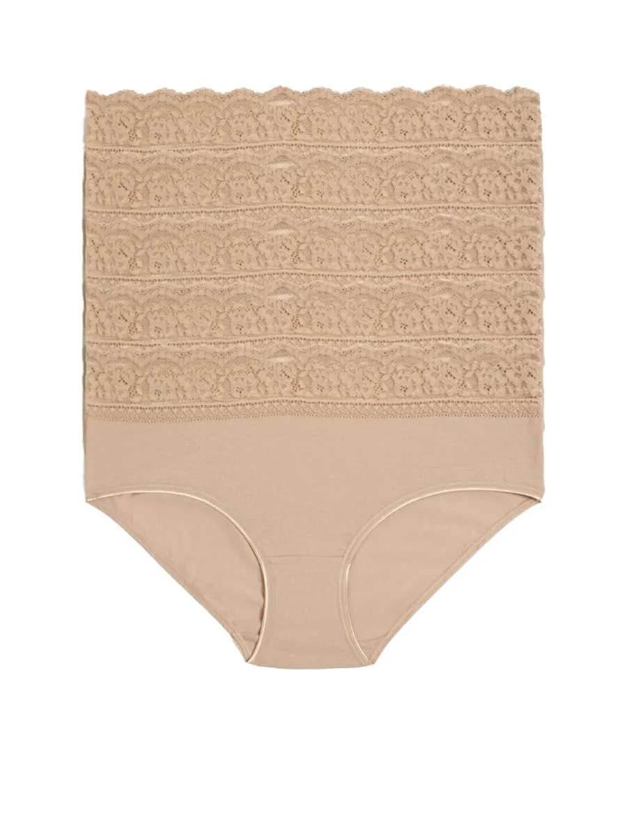 MARKS & SPENCER Women Panties High Rise Shorts Lace Waist Cotton Lycra 5 pcs MARKS & SPENCER Women Panties High Rise Shorts Lace Waist Cotton Lycra 5 pcs