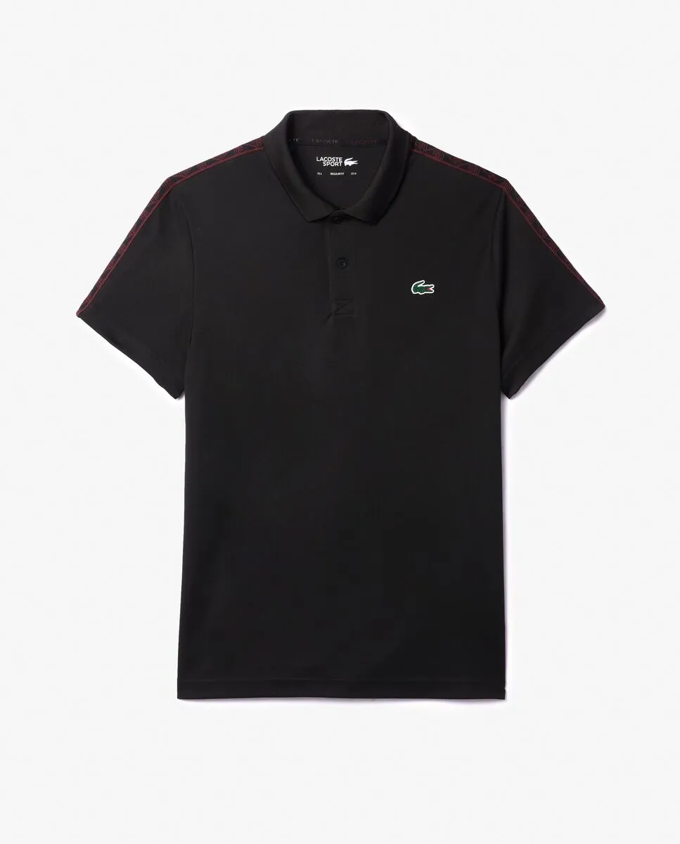 LACOSTE Regular Fit Ultra Dry Piqu  Tennis Polo Shirt Black LACOSTE Regular Fit Ultra Dry Piqu  Tennis Polo Shirt Black