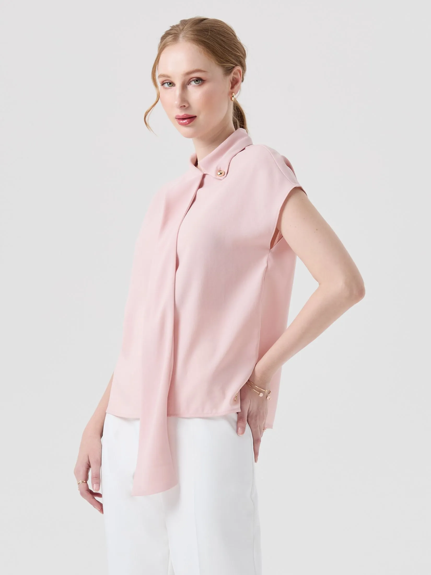 ESPADA Scarf Detail Blouse Woman Pink ESPADA Scarf Detail Blouse Woman Pink