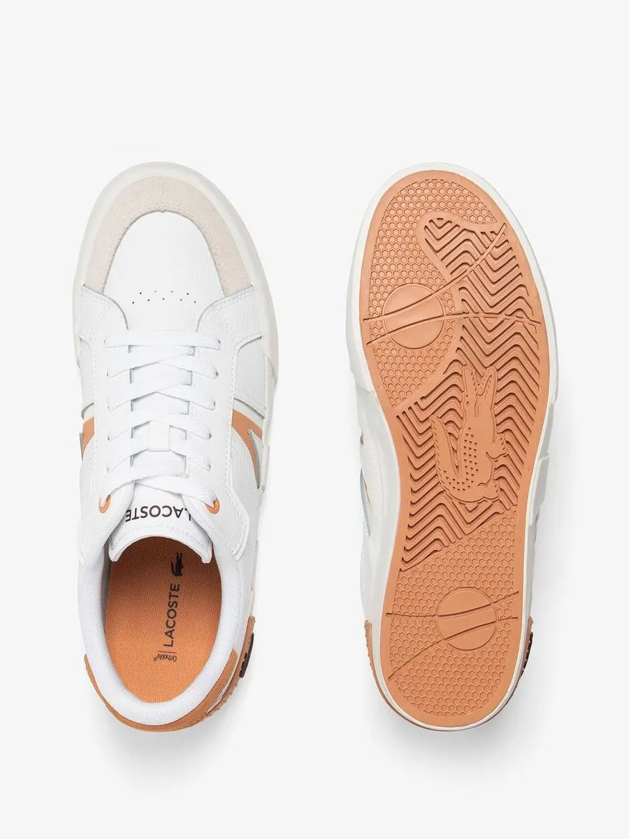 LACOSTE White Men’s L004 Contrasted Tab Leather Trainers LACOSTE White Men’s L004 Contrasted Tab Leather Trainers