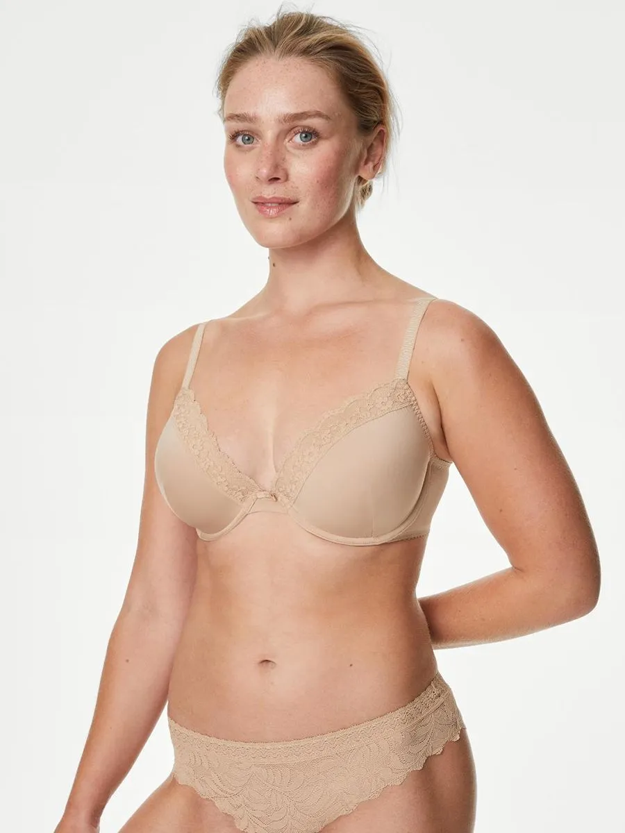 MARKS & SPENCER Women Bra Wired Plunge Padded Lace Pattern MARKS & SPENCER Women Bra Wired Plunge Padded Lace Pattern