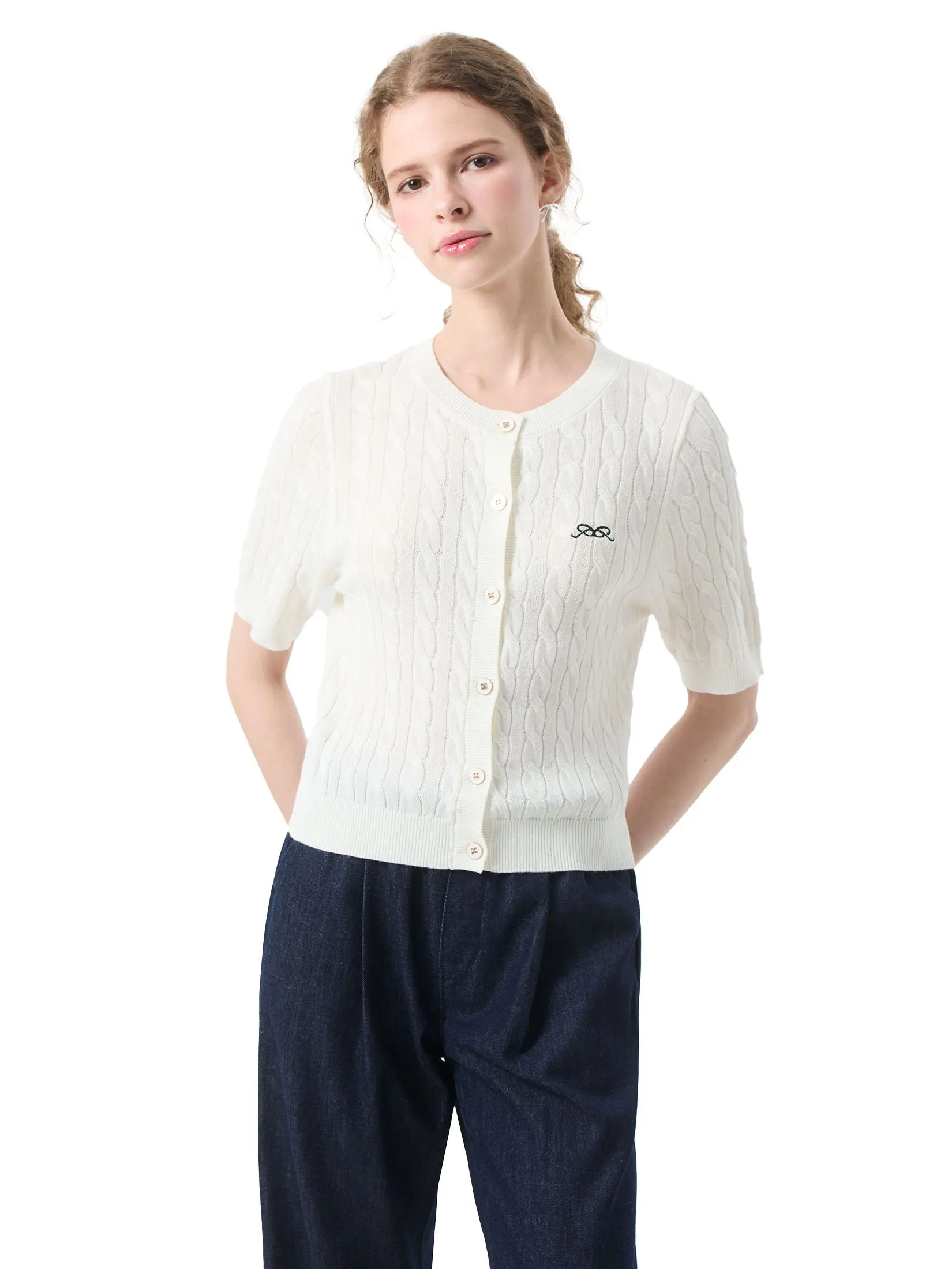 EP Cable Knit Sweater Woman Off White EP Cable Knit Sweater Woman Off White