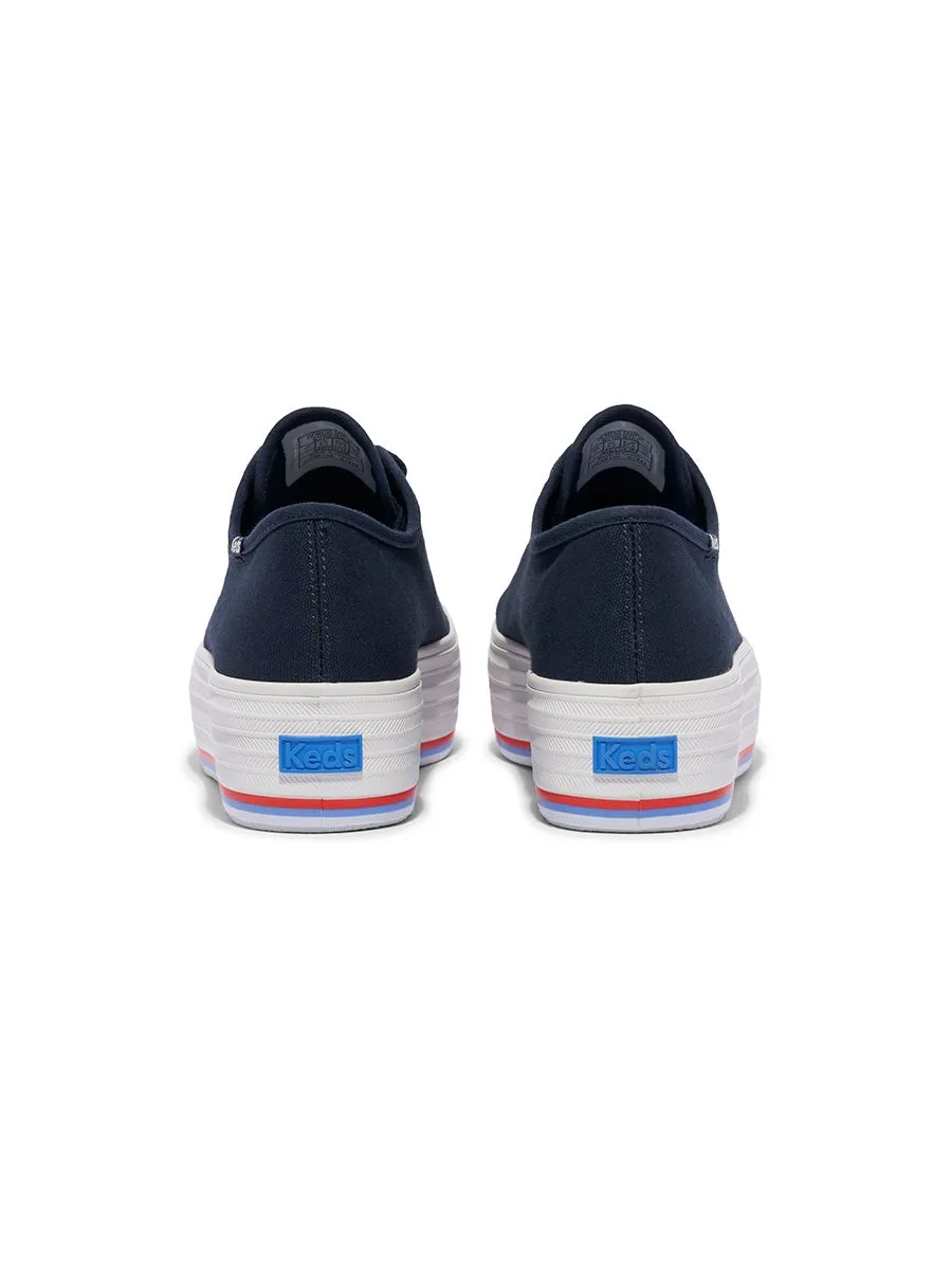 KEDS Women Triple Up Canvas Bottom Foxing Stripe Blue KEDS Women Triple Up Canvas Bottom Foxing Stripe Blue