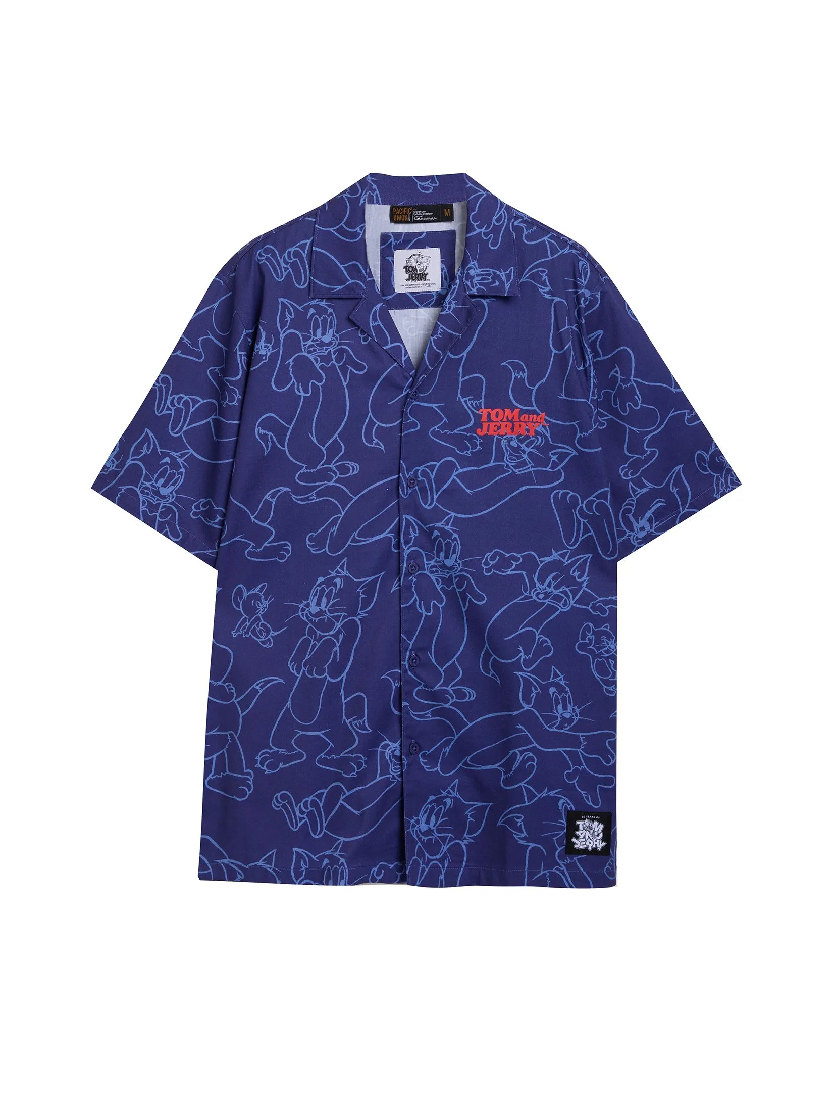 PACIFIC UNION Men Shirt Short Sleeve Oversize Tom and Jerry Navy PACIFIC UNION Men Shirt Short Sleeve Oversize Tom and Jerry Navy