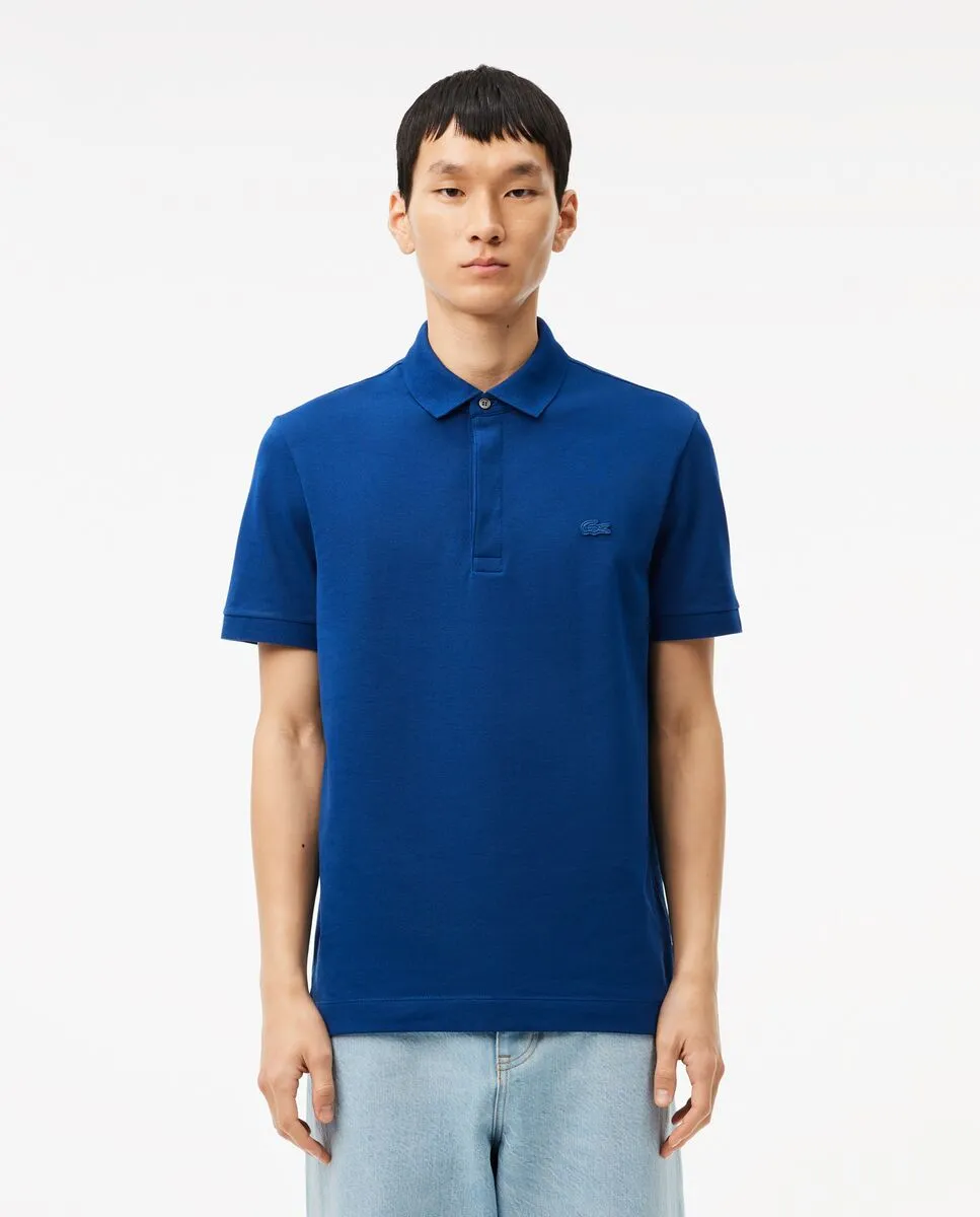 LACOSTE Regular Fit Paris Stretch Piqu  Polo Shirt Blue LACOSTE Regular Fit Paris Stretch Piqu  Polo Shirt Blue