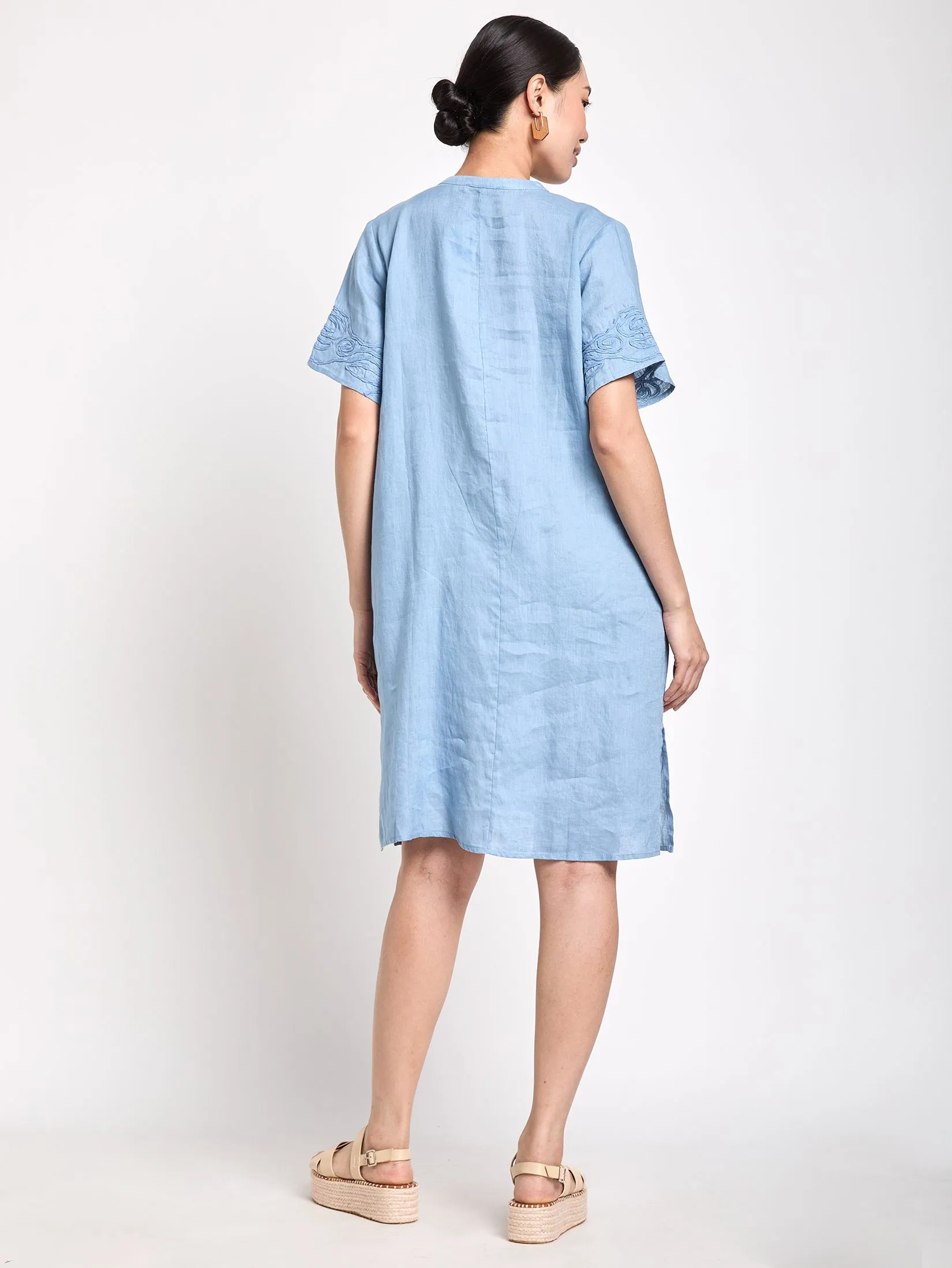 ESTIMATE Women Midi Dress Short Sleeves Embroidered ESTIMATE Women Midi Dress Short Sleeves Embroidered