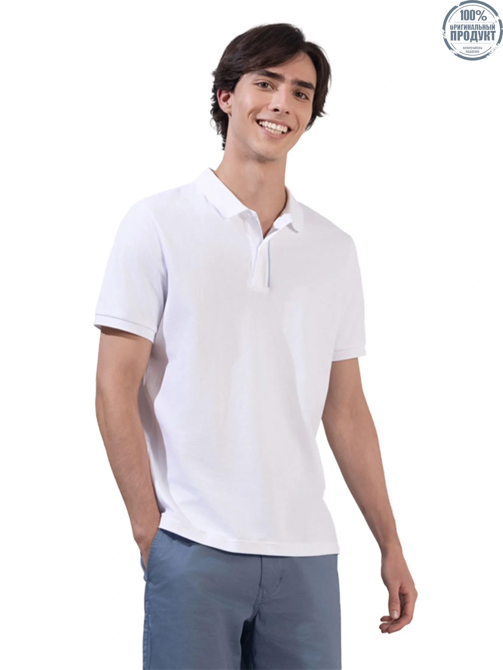 GIORDANO Men's Slim Pique Cool Polo Signature White GIORDANO Men's Slim Pique Cool Polo Signature White